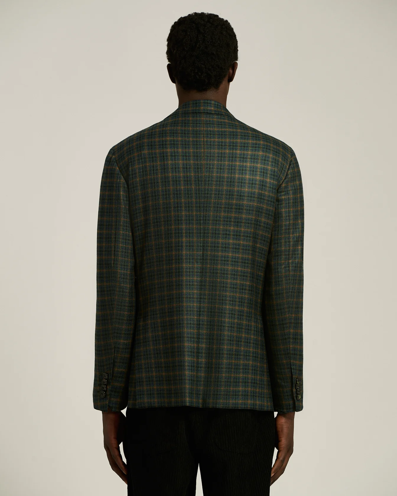 GREEN CASHMERE BLAZER WITH CHECKED PATTERN - Image 3
