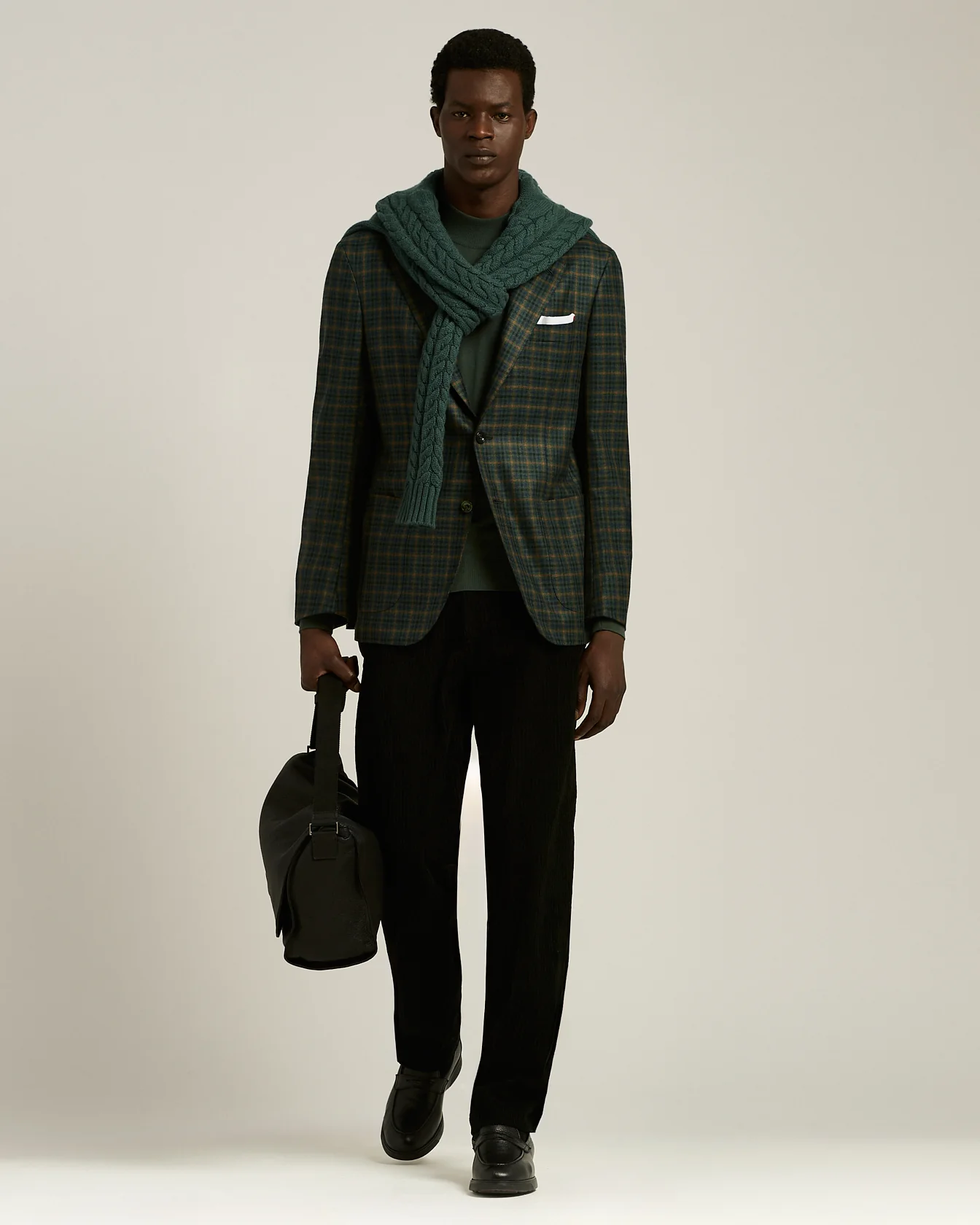 GREEN CASHMERE BLAZER WITH CHECKED PATTERN - Image 5