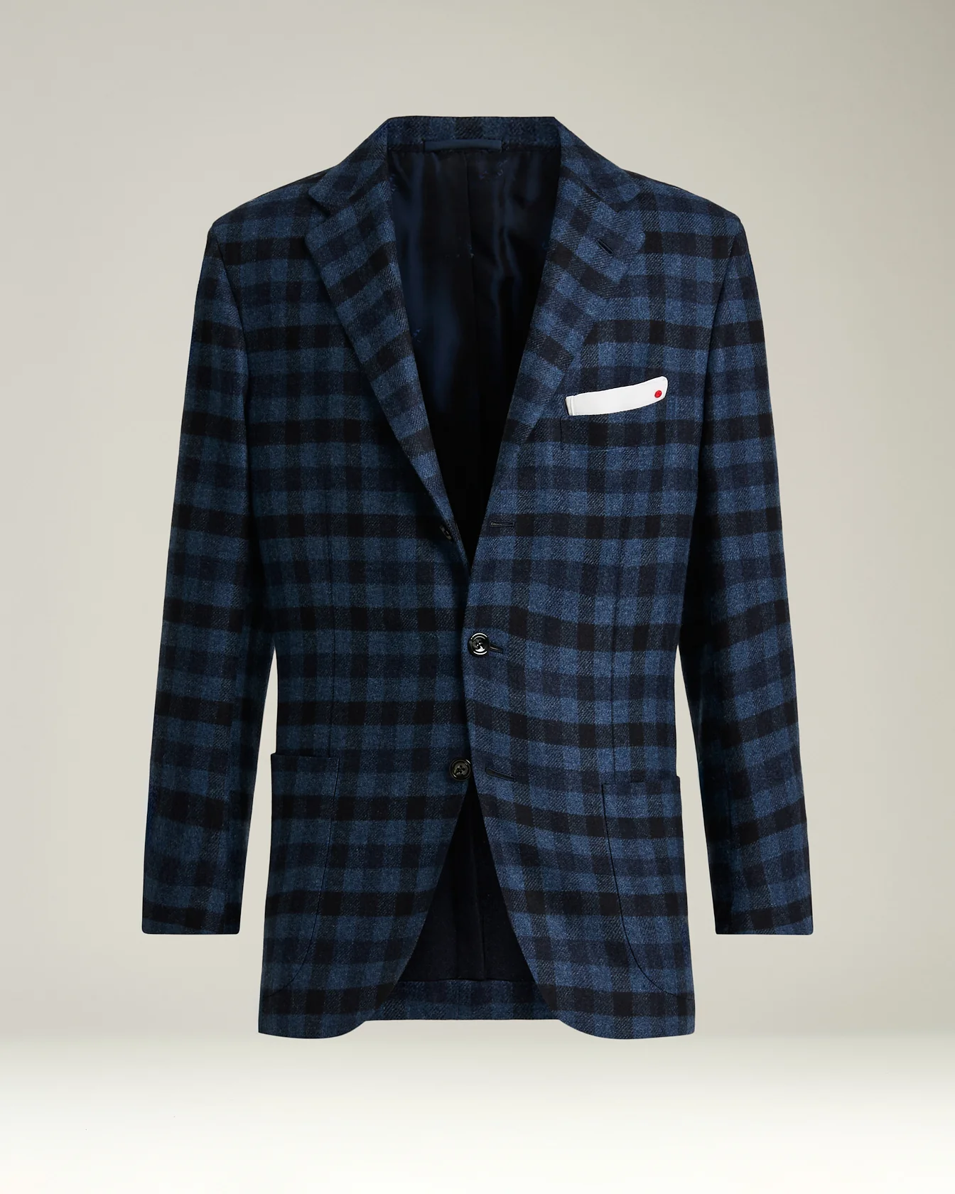 SINGLE-BREASTED CHECKED BLAZER IN CASHMERE, VICUÑA AND SILK