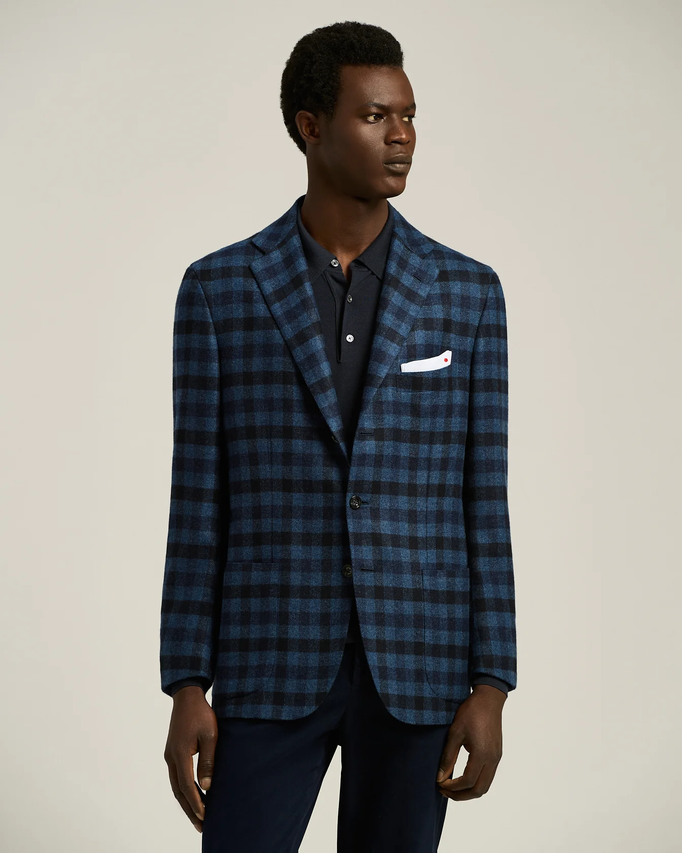 SINGLE-BREASTED CHECKED BLAZER IN CASHMERE, VICUÑA AND SILK - Image 2