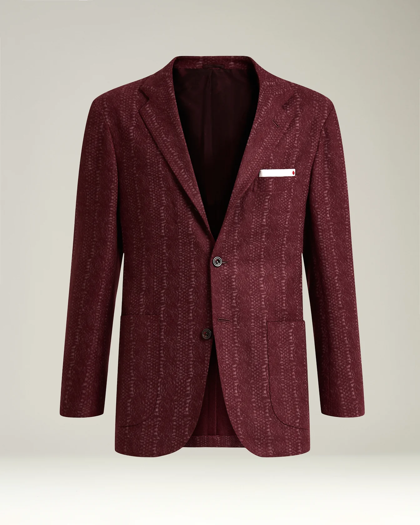 BURGUNDY CASHMERE BLAZER WITH PINSTRIPE PATTERN