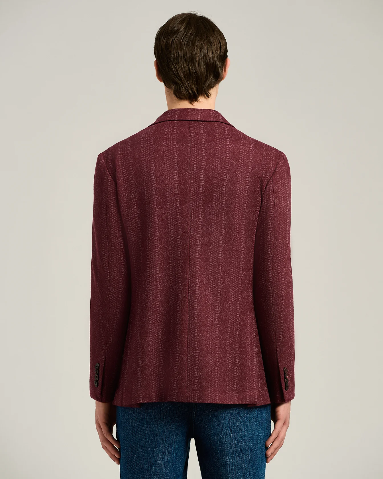 BURGUNDY CASHMERE BLAZER WITH PINSTRIPE PATTERN - Image 3
