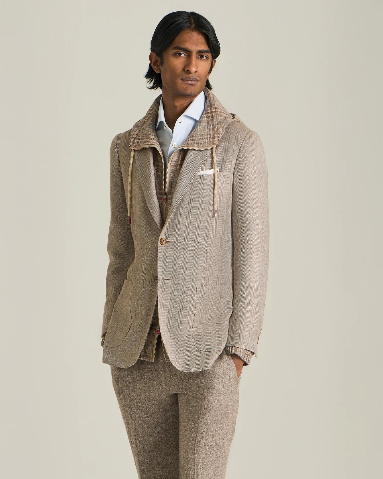 CASHMERE BLEND HERRINGBONE PATTERN BLAZER - Image 2