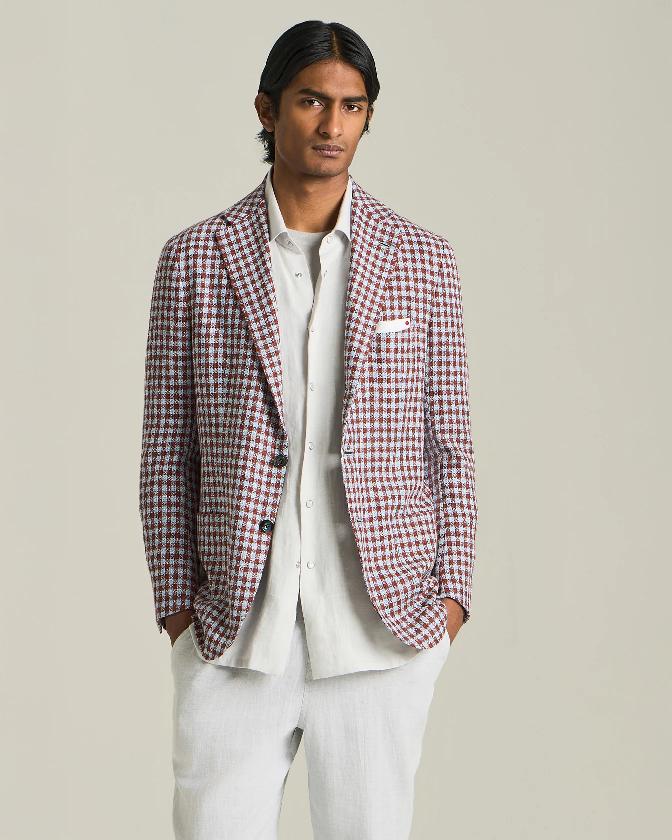 CASHMERE BLEND MICRO CHECK BLAZER - Image 2