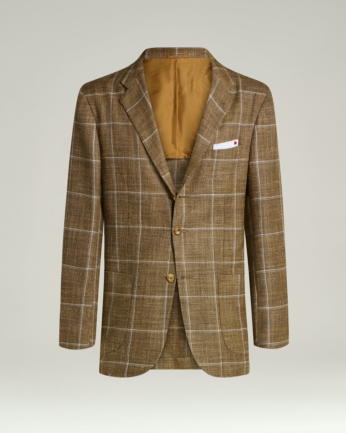 FINE BLEND CHECKED SINGLE-BREASTED JACKET IN BROWN