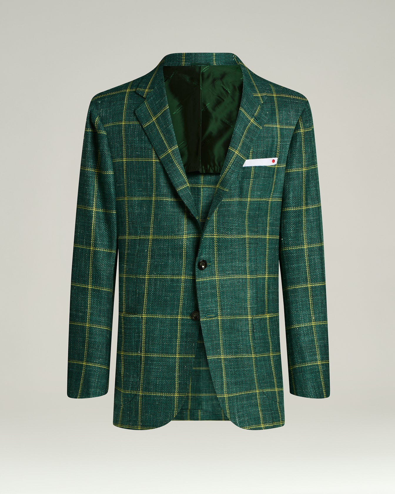 FINE BLEND CHECKED SINGLE-BREASTED JACKET IN GREEN