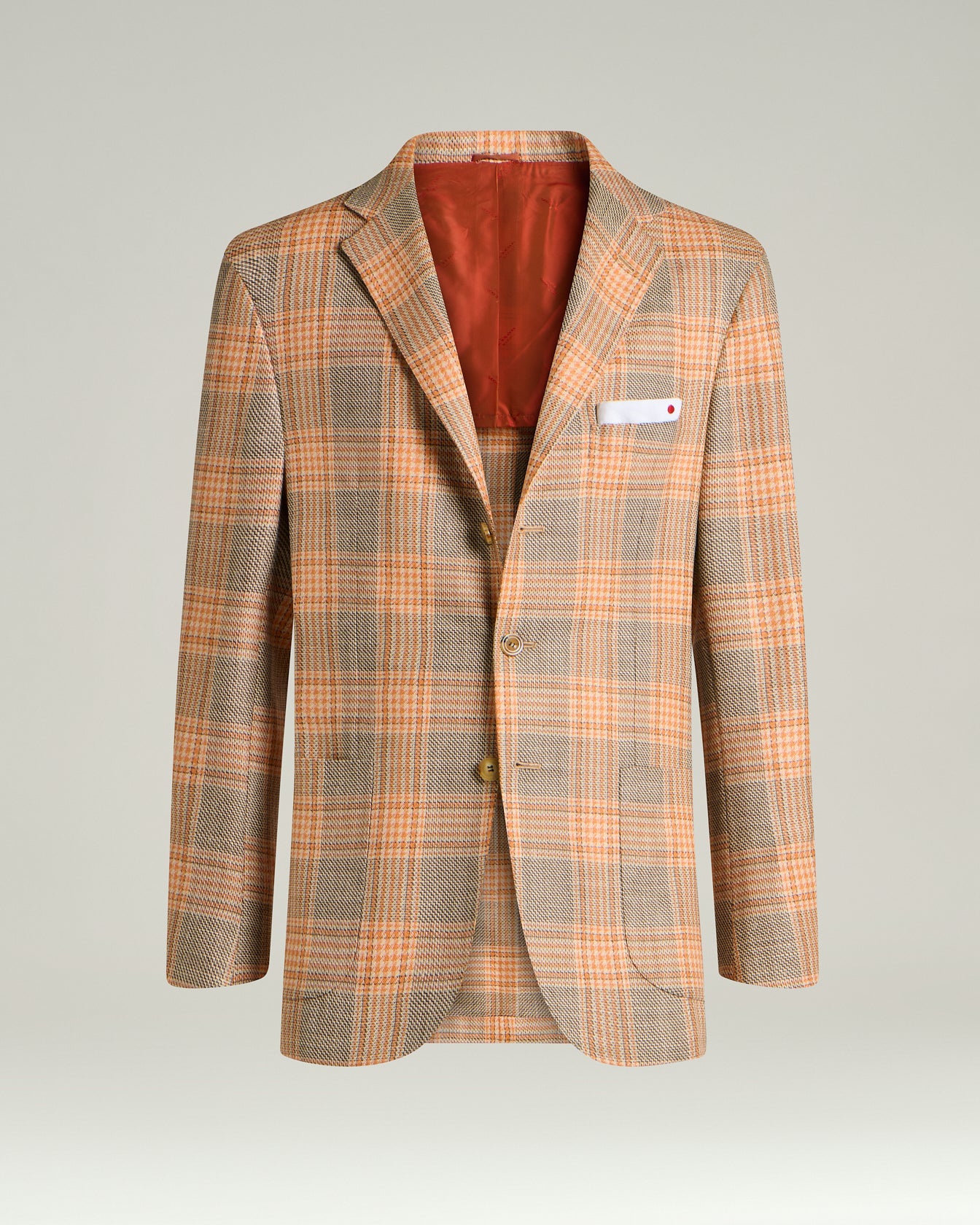 FINE BLEND CHECKED SINGLE-BREASTED JACKET IN ORANGE