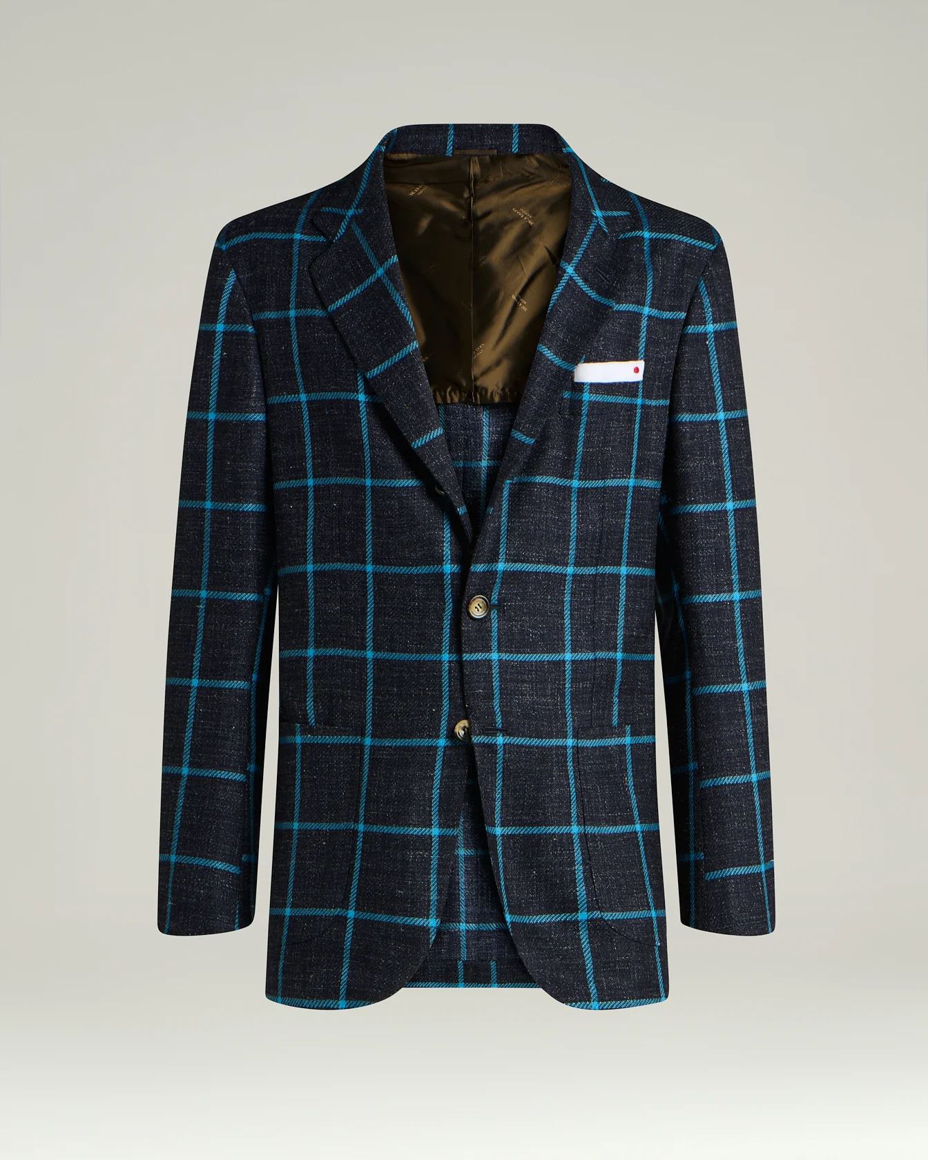 CASHMERE, WOOL, SILK AND LINEN BLEND SINGLE-BREASTED JACKET IN BLUE