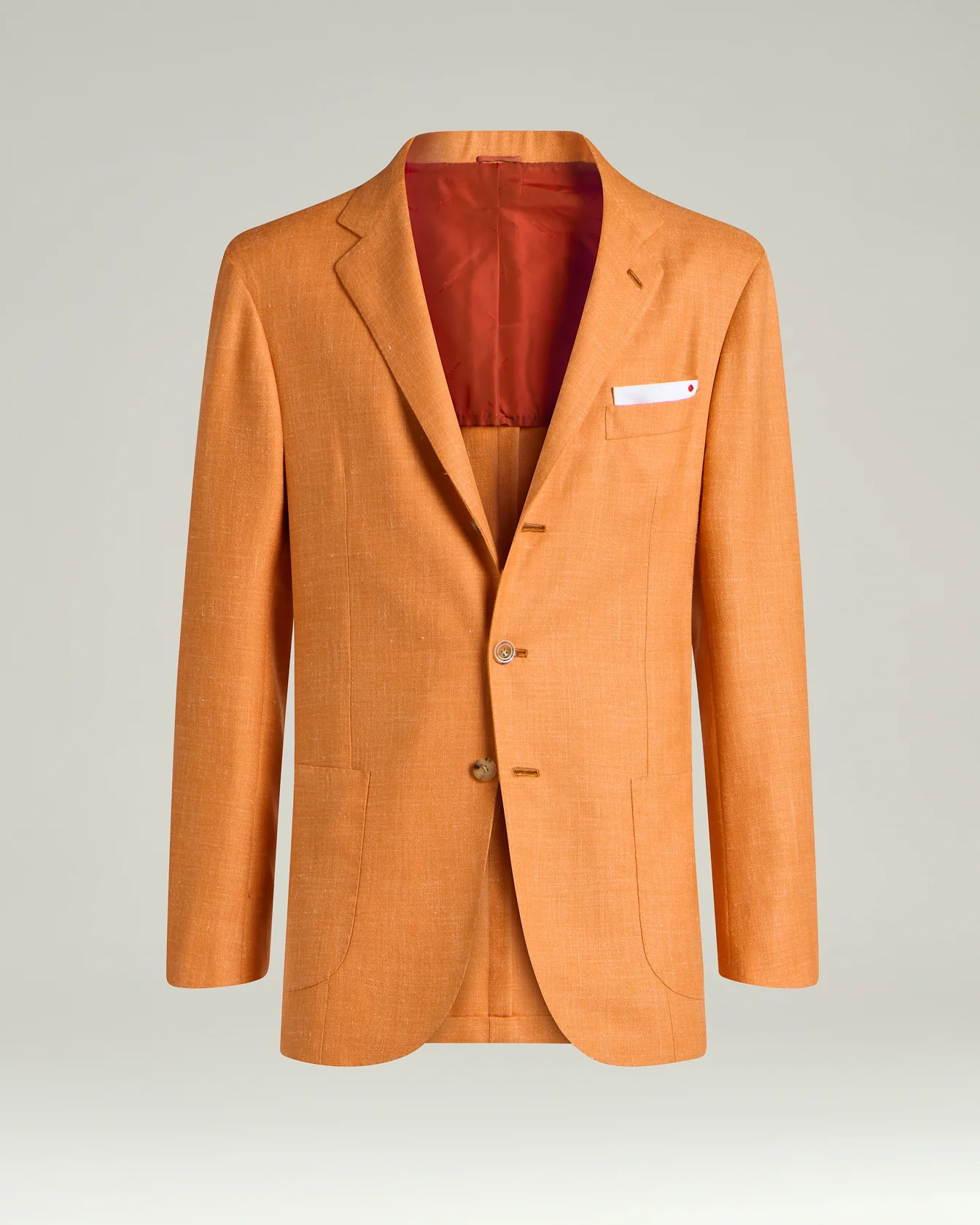 CASHMERE, WOOL, SILK AND LINEN BLEND SINGLE-BREASTED JACKET IN ORANGE
