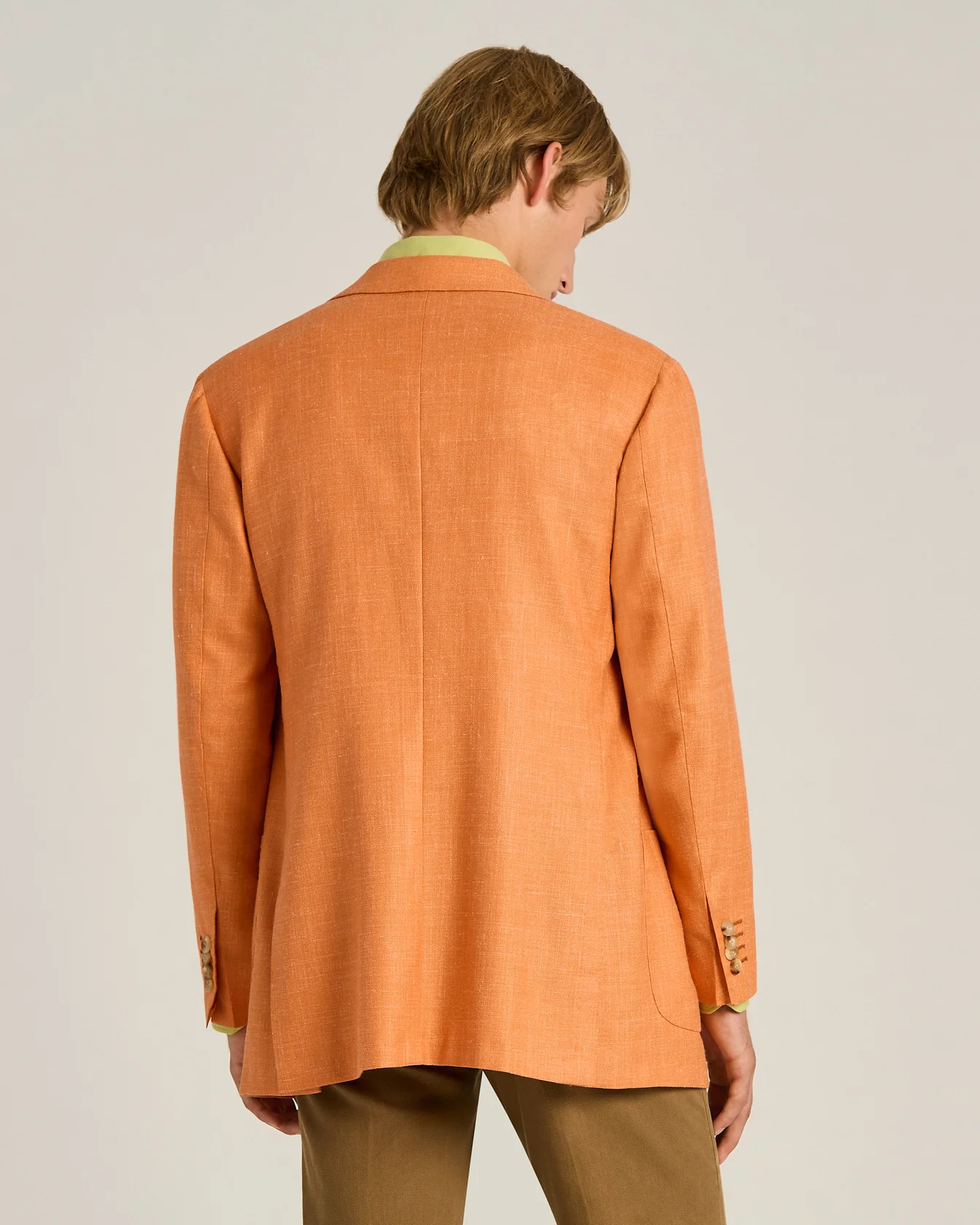CASHMERE, WOOL, SILK AND LINEN BLEND SINGLE-BREASTED JACKET IN ORANGE - Image 3