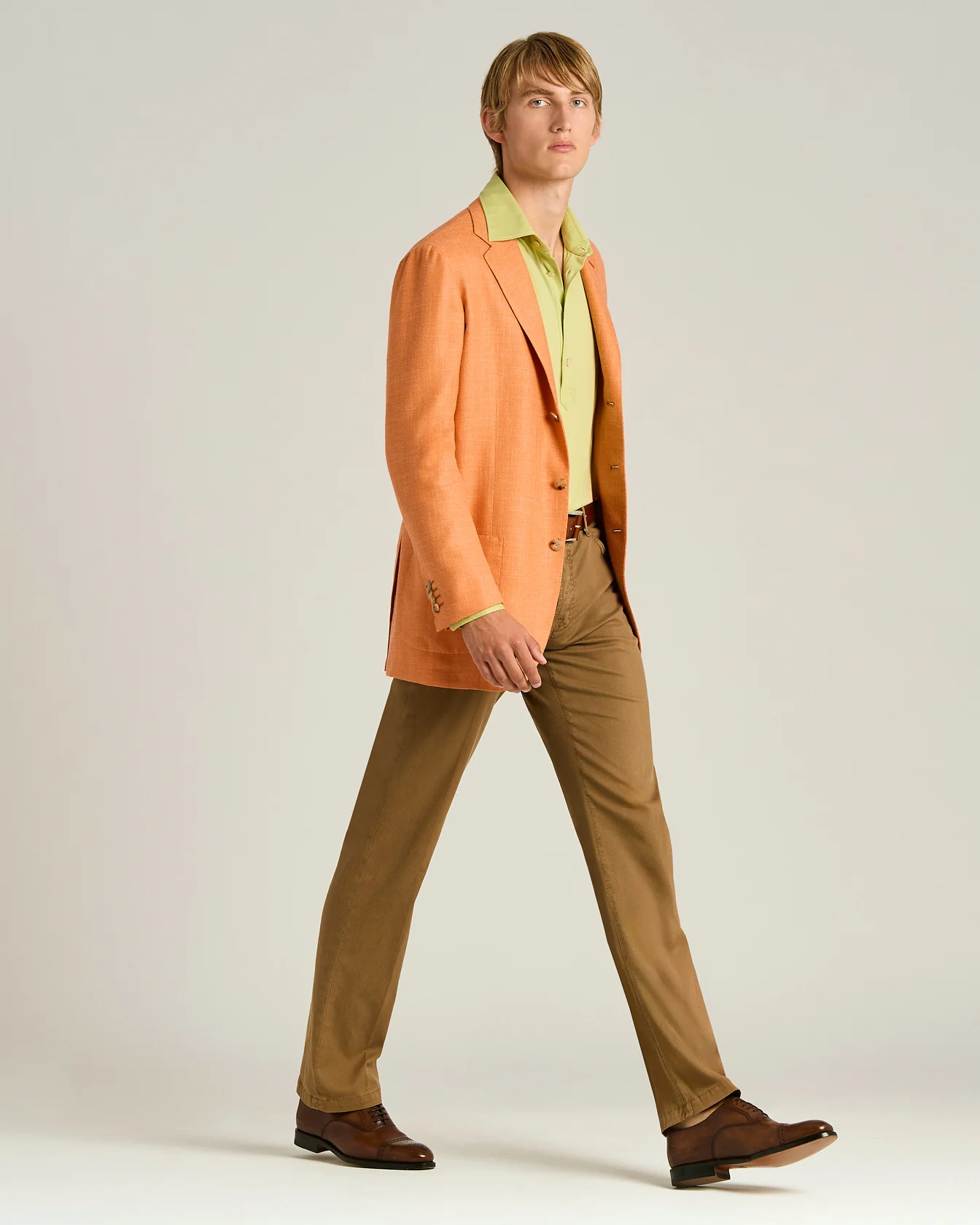 CASHMERE, WOOL, SILK AND LINEN BLEND SINGLE-BREASTED JACKET IN ORANGE - Image 5