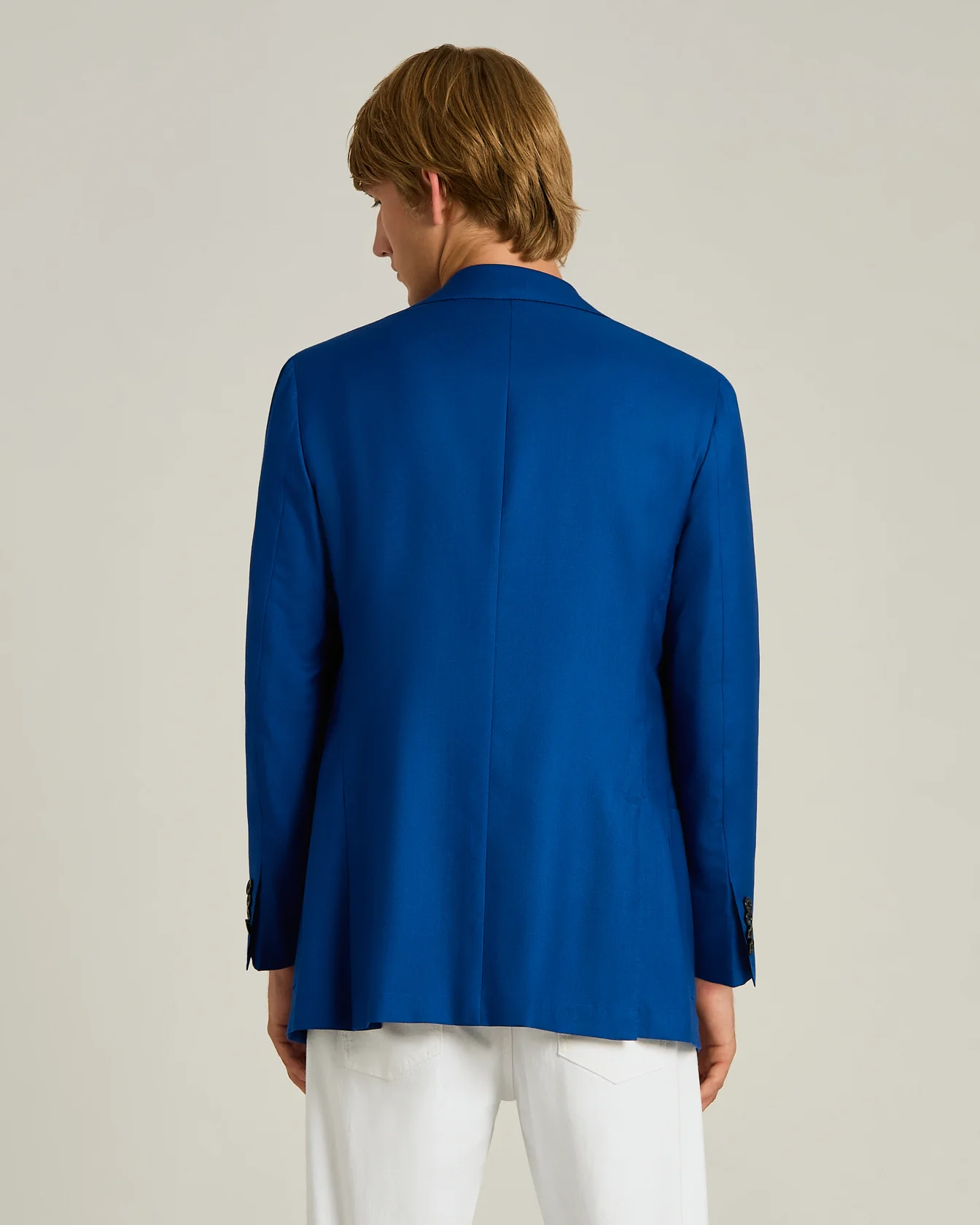 CASHMERE AND SILK SINGLE-BREASTED JACKET IN BLUE - Image 3