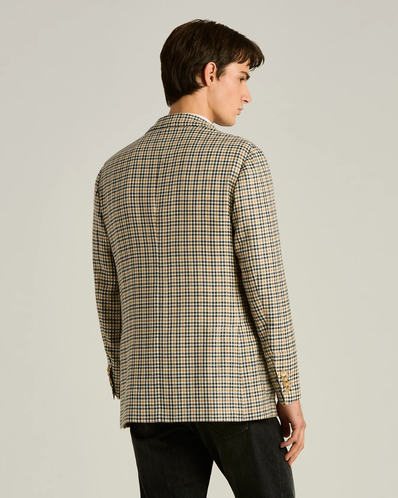 SINGLE-BREASTED JACKET WITH TAILORED MICRO PATTERN IN GREEN - Image 3