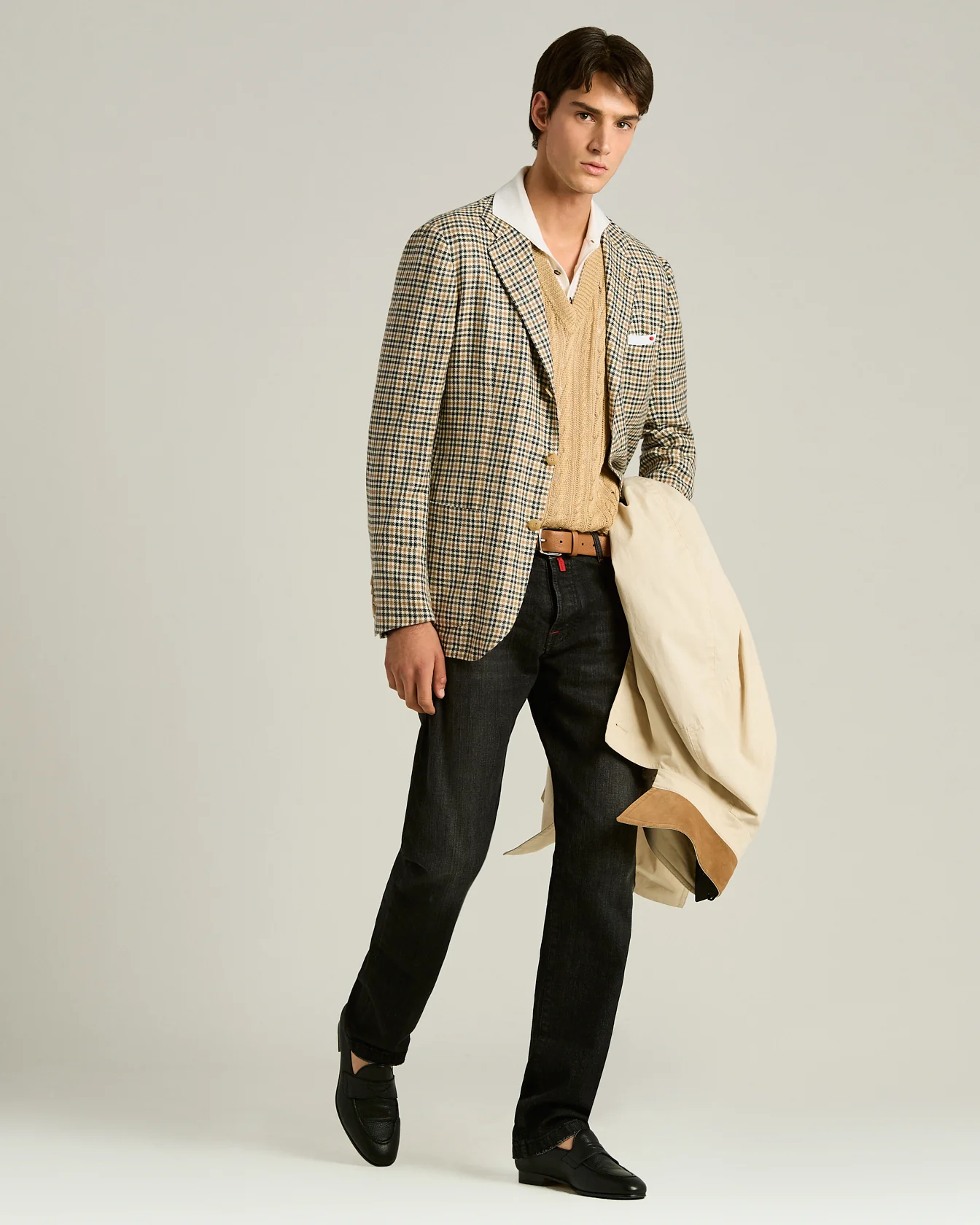 SINGLE-BREASTED JACKET WITH TAILORED MICRO PATTERN IN GREEN - Image 5
