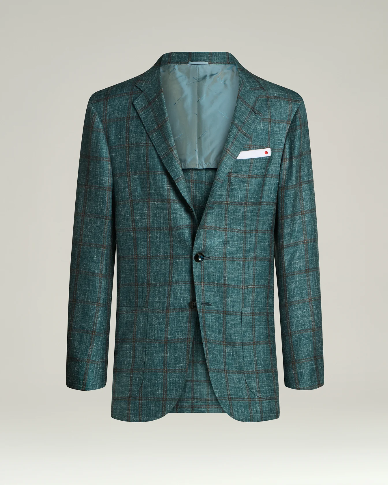 CASHMERE, SILK AND LINEN CHECKED SINGLE-BREASTED JACKET IN GREEN