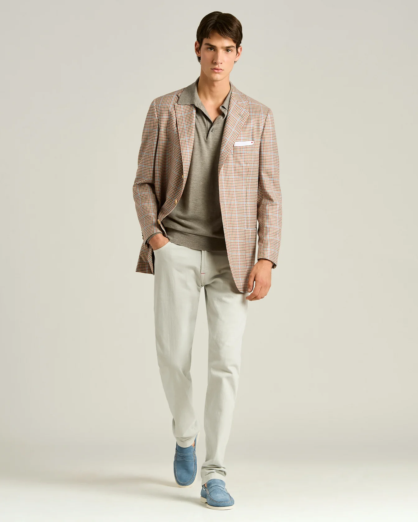 CASHMERE AND SILK SINGLE-BREASTED JACKET BROWN - Image 5