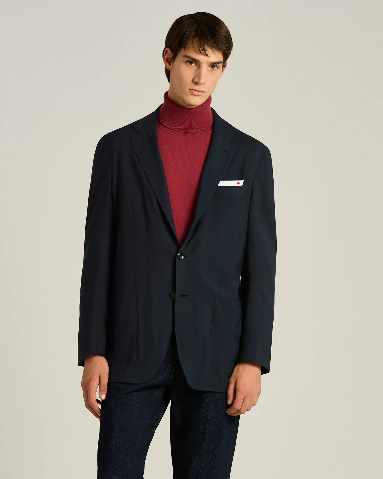 CASHMERE SINGLE-BREASTED JACKET IN NAVY BLUE - Image 2