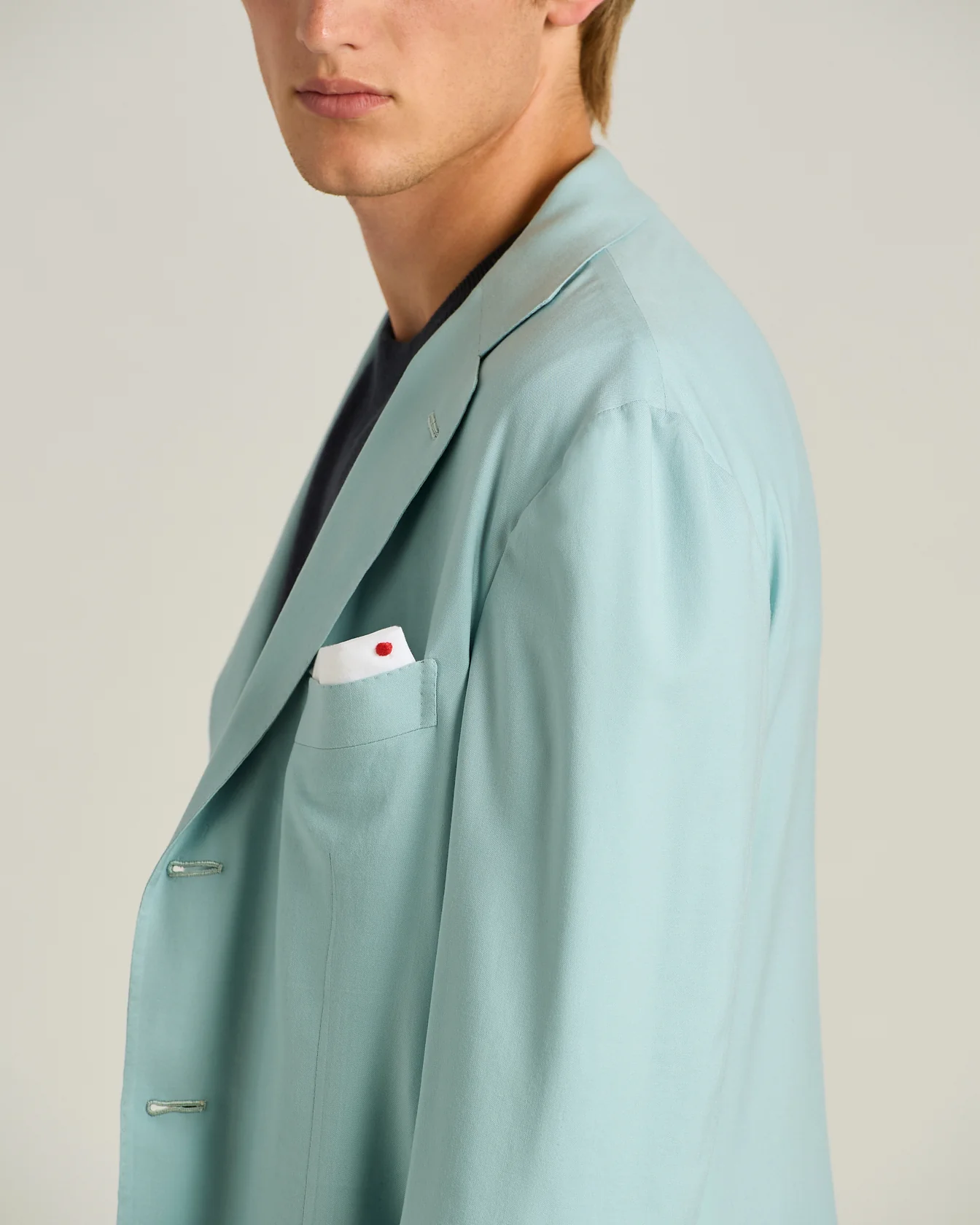 CASHMERE SINGLE-BREASTED JACKET IN AZURE - Image 4