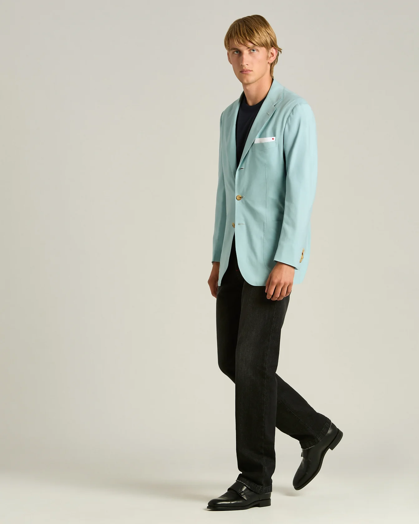 CASHMERE SINGLE-BREASTED JACKET IN AZURE - Image 5