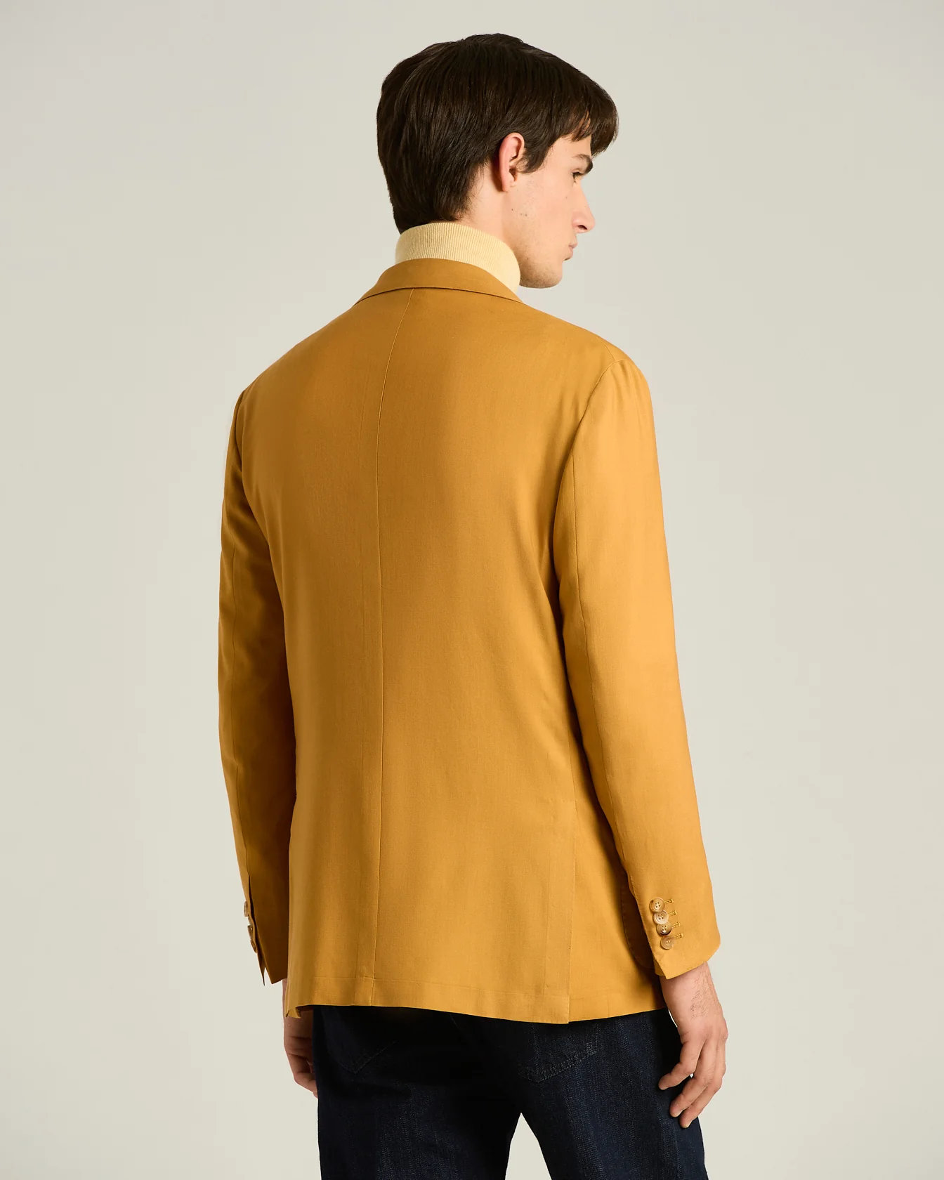 CASHMERE SINGLE-BREASTED JACKET IN MUSTARD YELLOW - Image 3