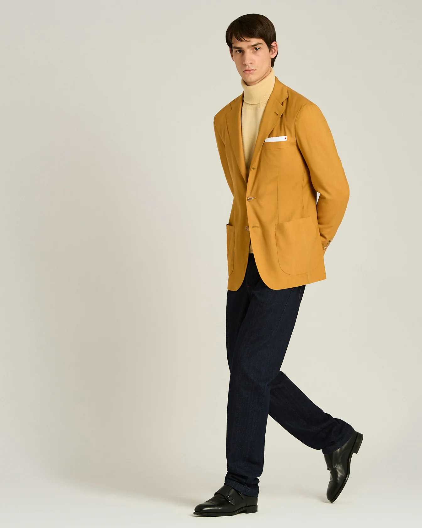 CASHMERE SINGLE-BREASTED JACKET IN MUSTARD YELLOW - Image 5