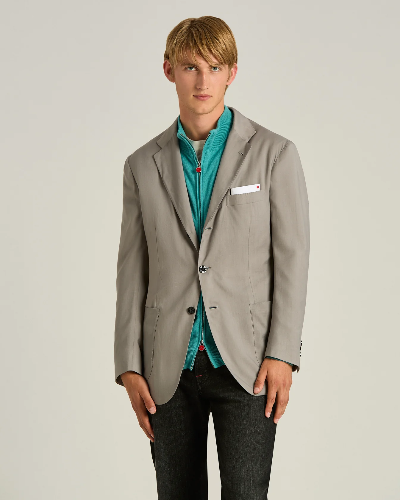 CASHMERE SINGLE-BREASTED JACKET IN MEDIUM GREY - Image 2