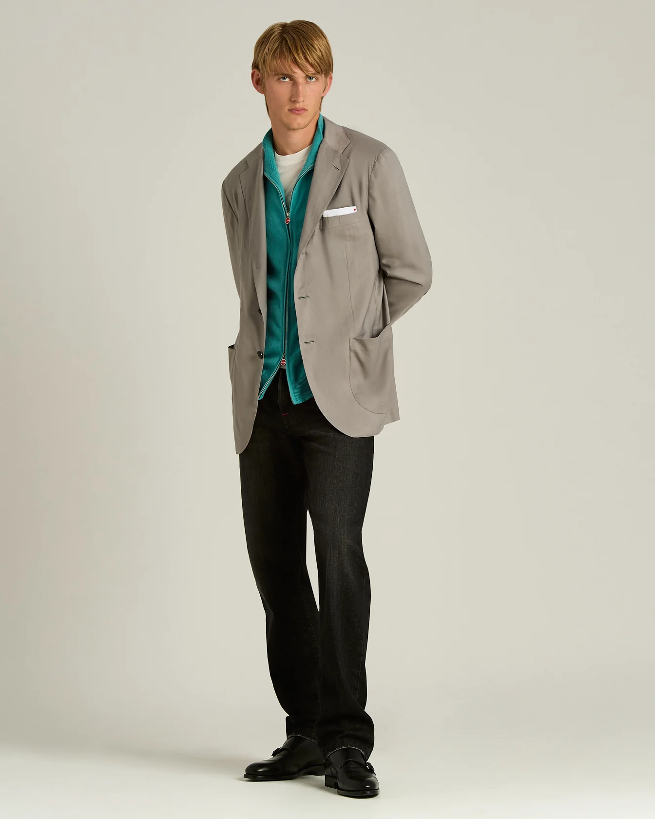 CASHMERE SINGLE-BREASTED JACKET IN MEDIUM GREY - Image 5