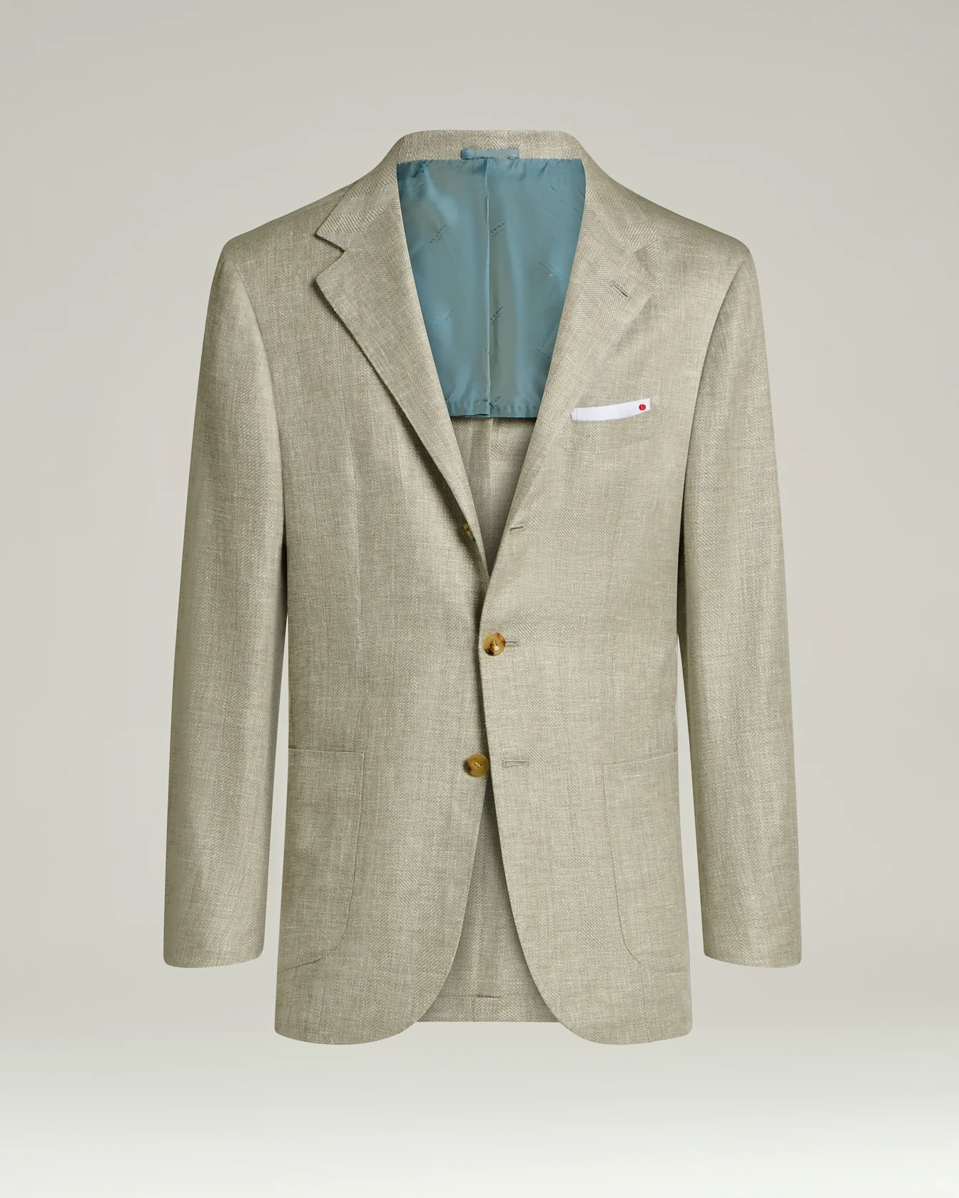 LINEN, CASHMERE AND SILK BLEND SINGLE-BREASTED JACKET IN GREEN