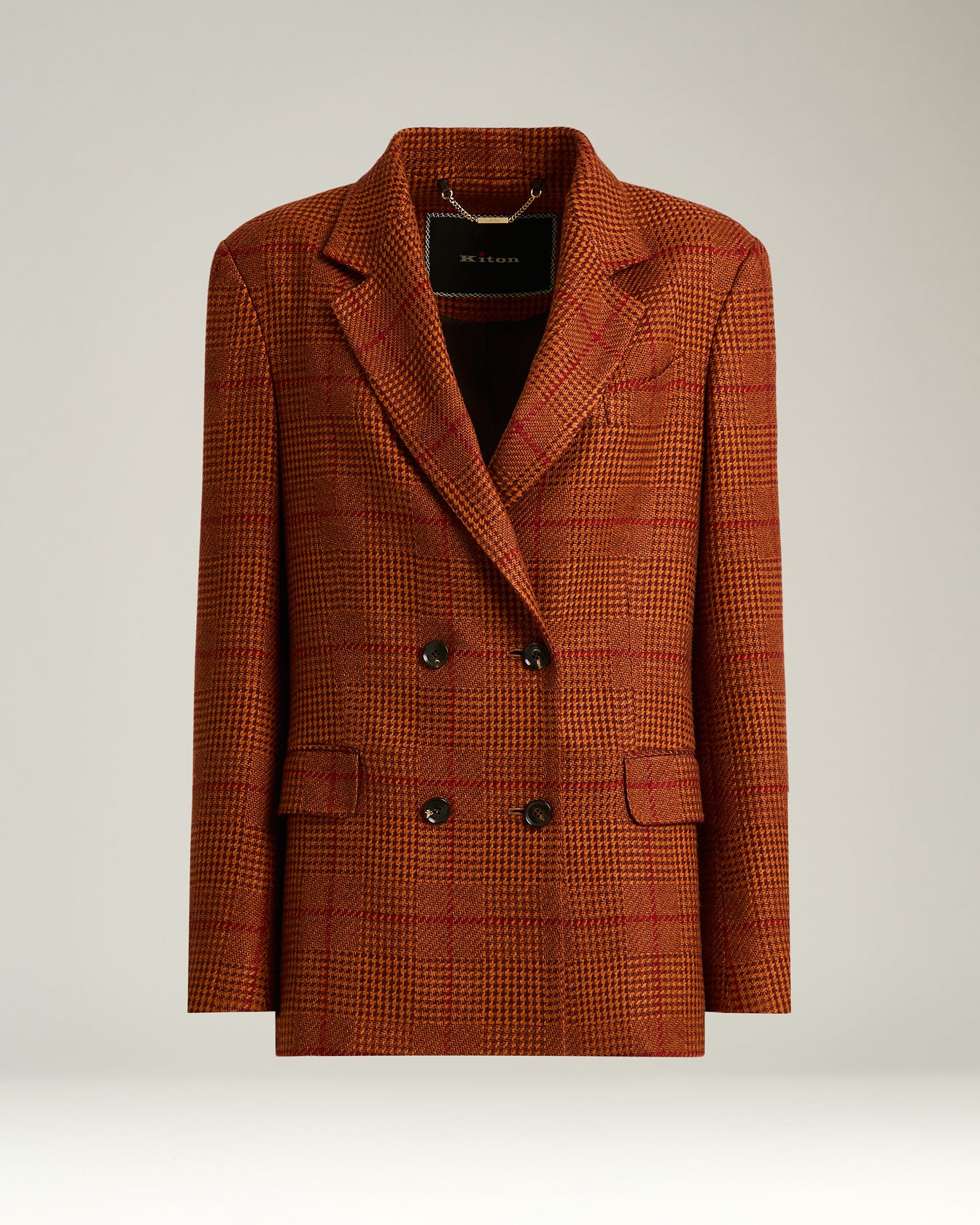 TERRACOTTA DOUBLE-BREASTED SILK AND CASHMERE JACKET