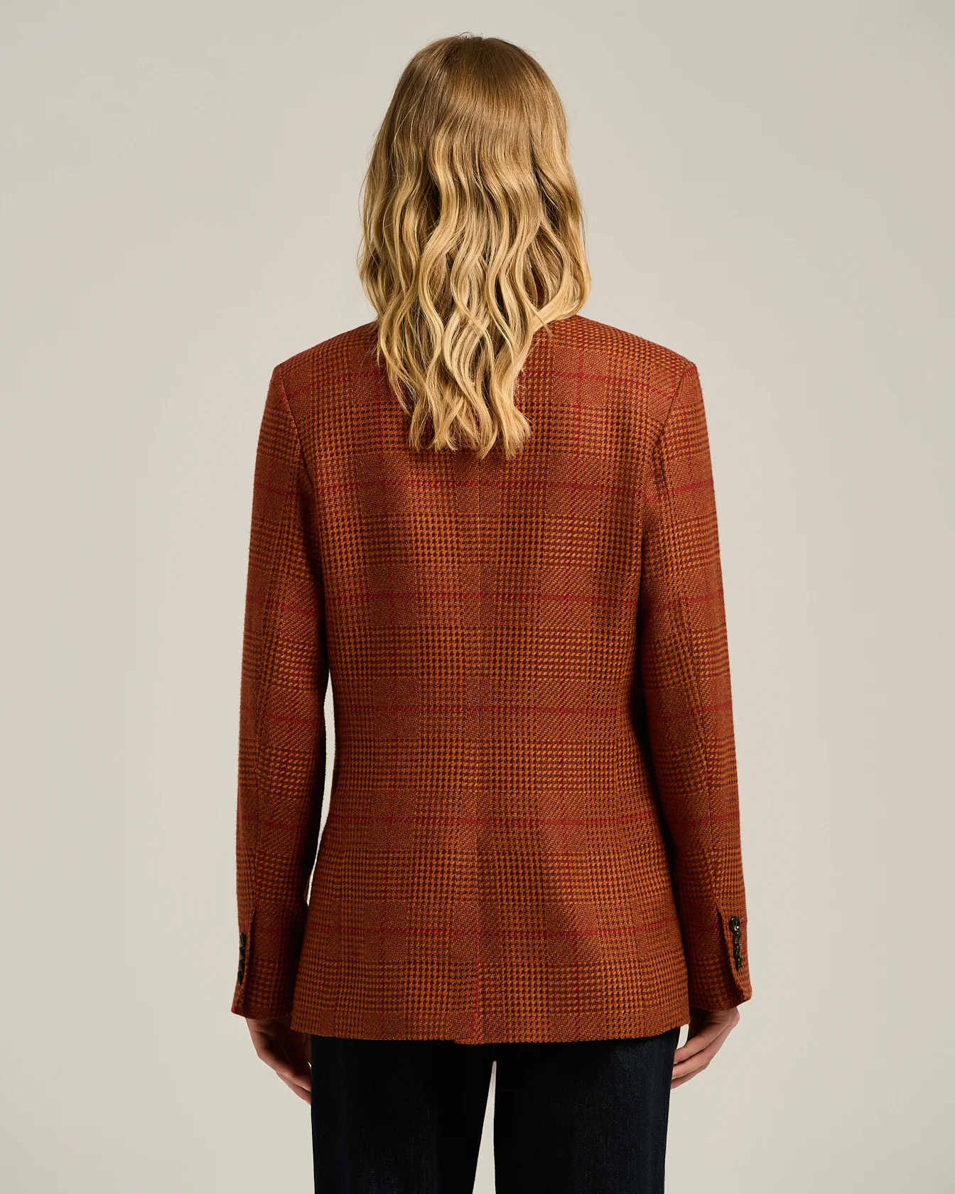 TERRACOTTA DOUBLE-BREASTED SILK AND CASHMERE JACKET - Image 3
