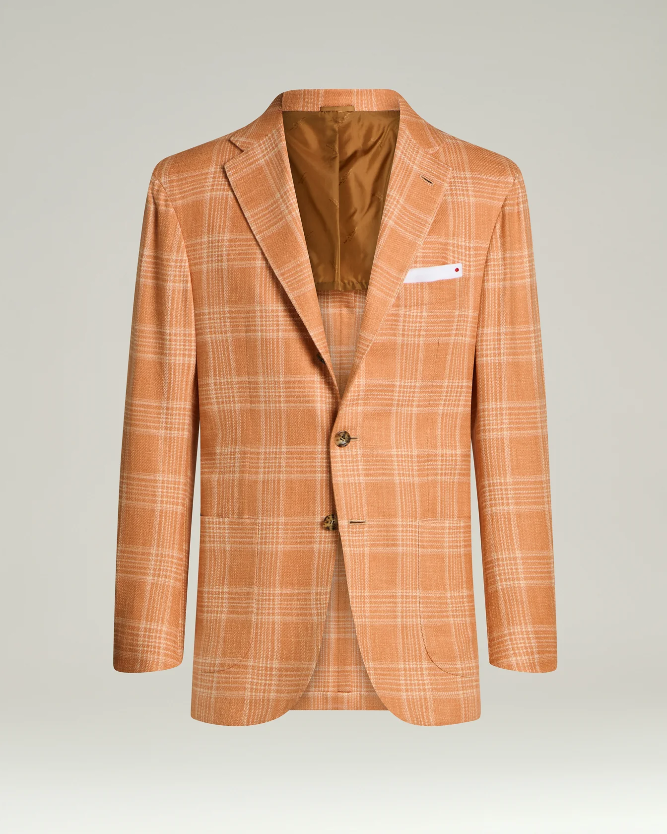 SILK, COTTON AND CASHMERE BLEND SINGLE-BREASTED JACKET IN ORANGE