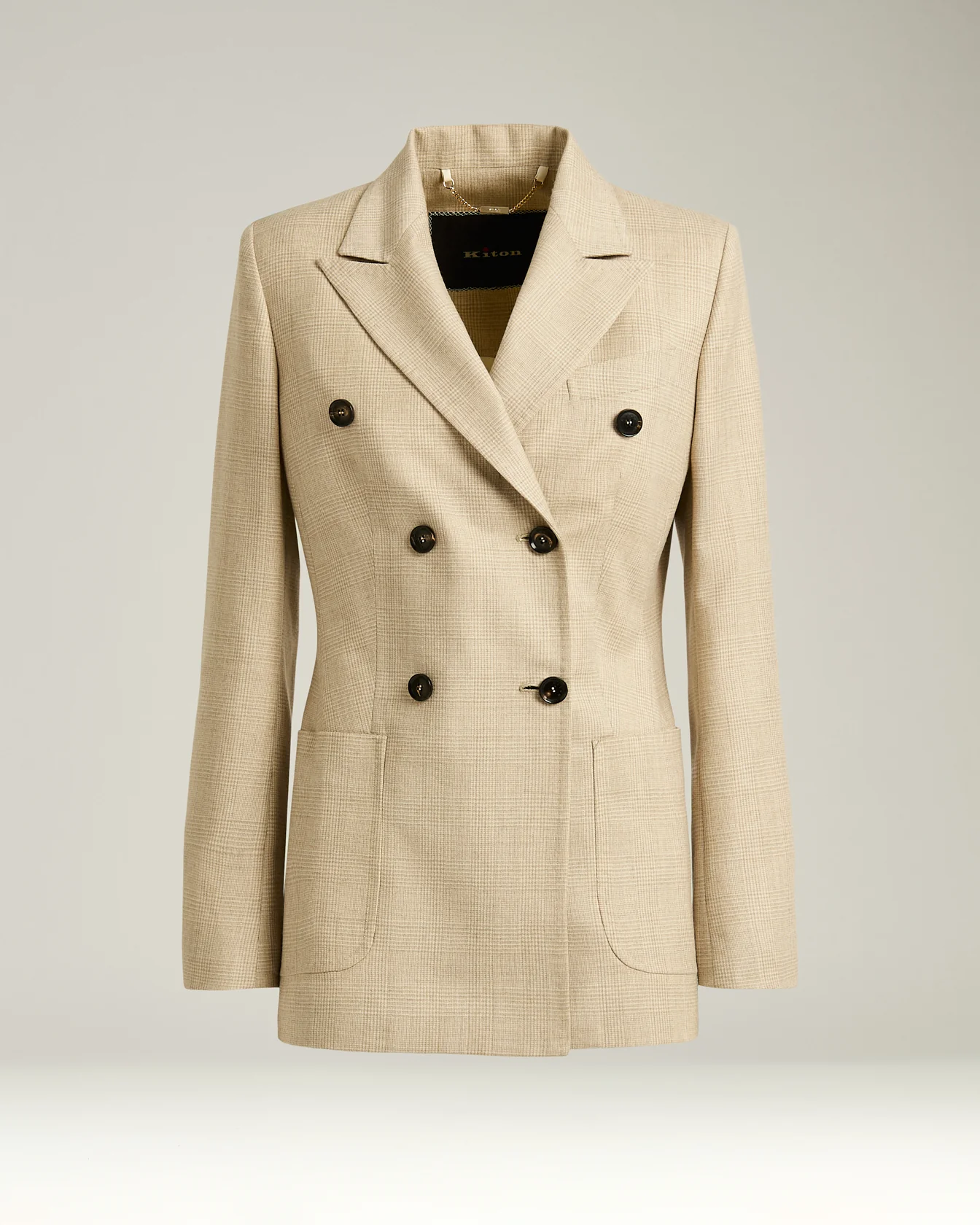 DOUBLE-BREASTED BLAZER PRINCE OF WALES IN VIRGIN WOOL BEIGE