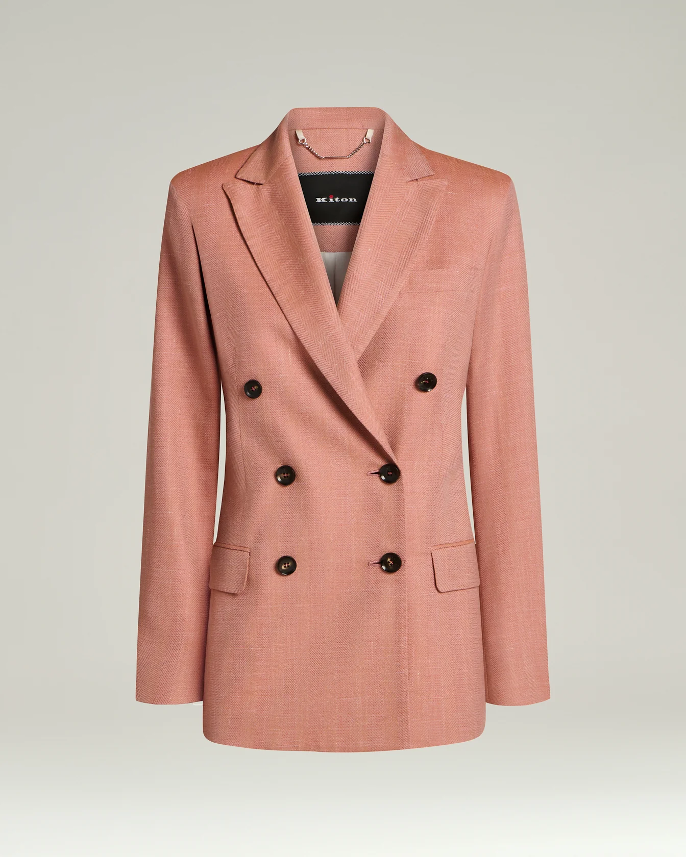 WOOL SILK AND LINEN BLEND TAILORED DOUBLE-BREASTED JACKET ROSE