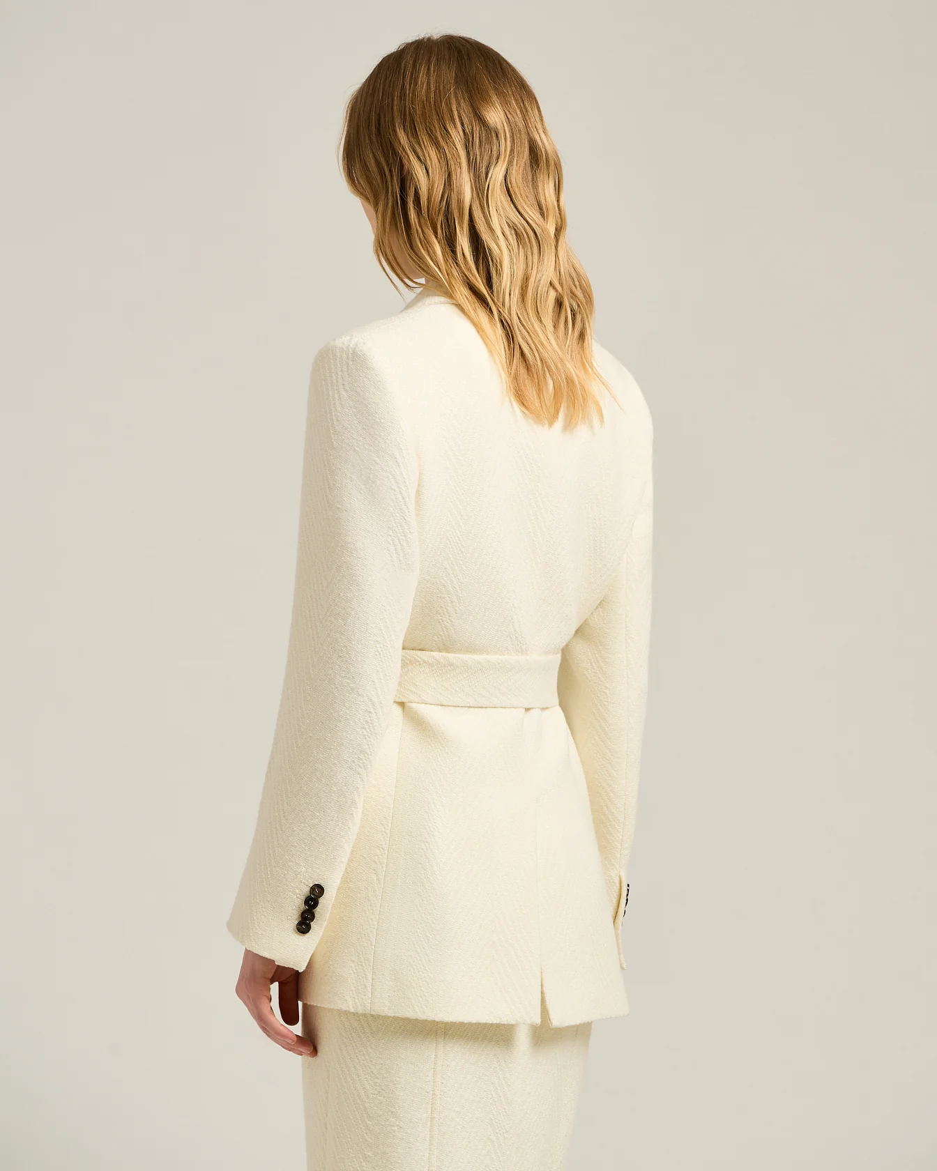 CREAM WHITE SINGLE-BREASTED WOOL JACKET - Image 3