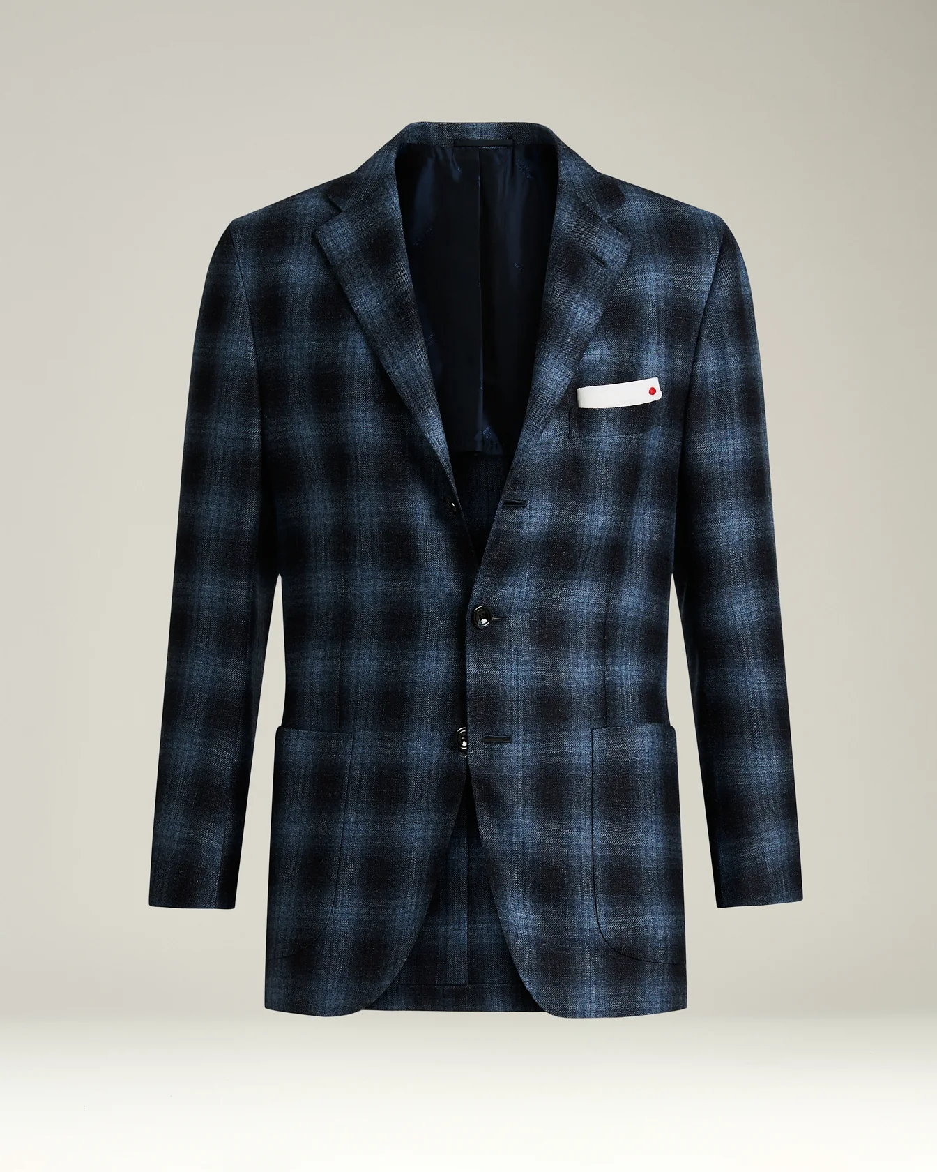 BLUE CHECKED CASHMERE BLEND JACKET