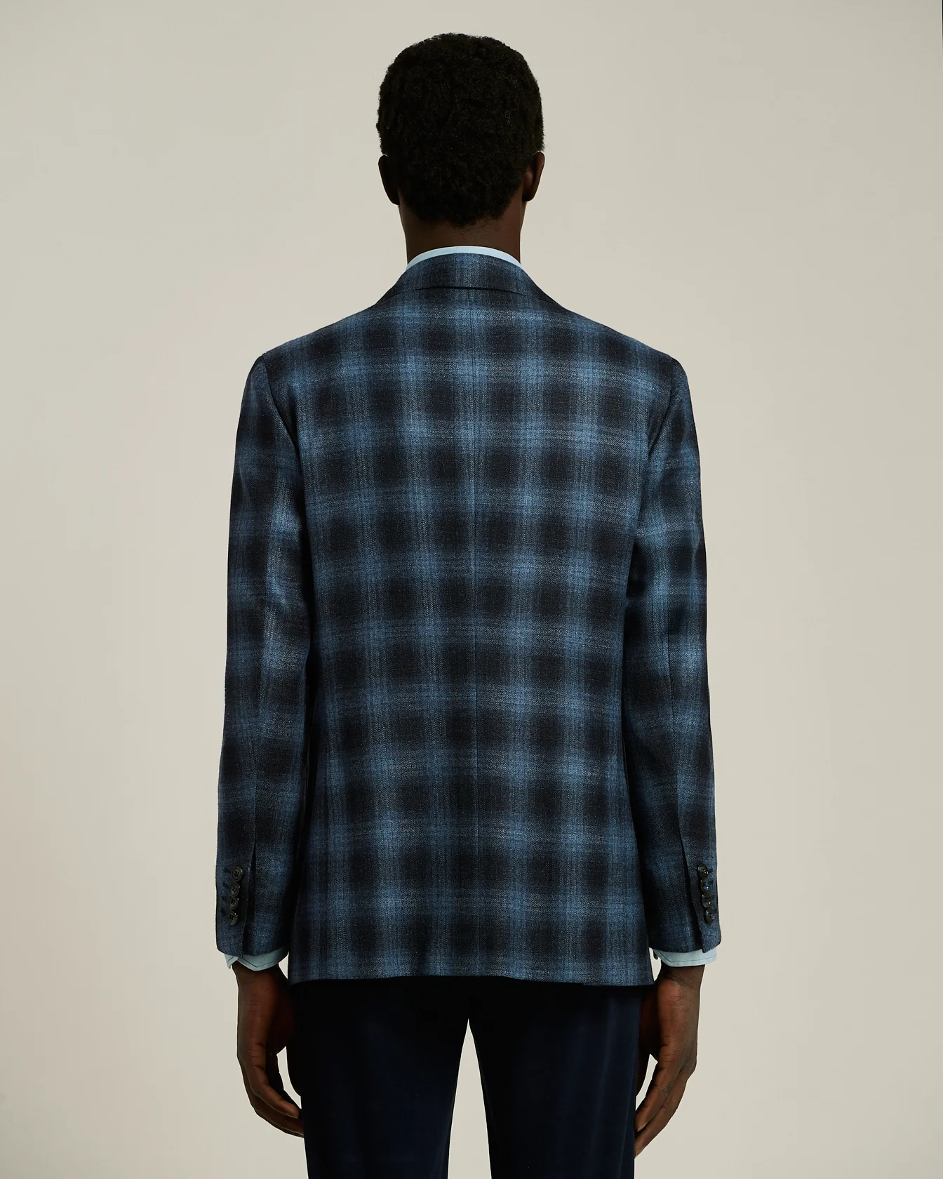BLUE CHECKED CASHMERE BLEND JACKET - Image 3