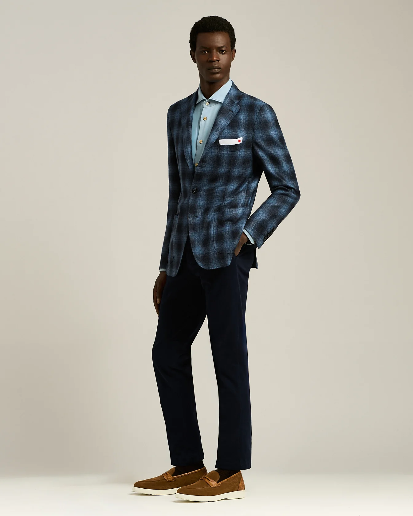 BLUE CHECKED CASHMERE BLEND JACKET - Image 5