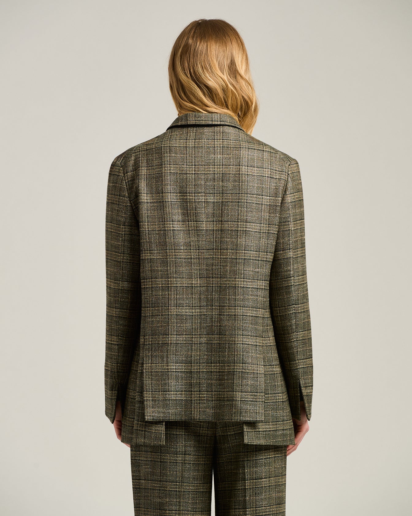 PRINCE OF WALES BLAZER IN VISCOSE GREEN AND BEIGE - Image 3