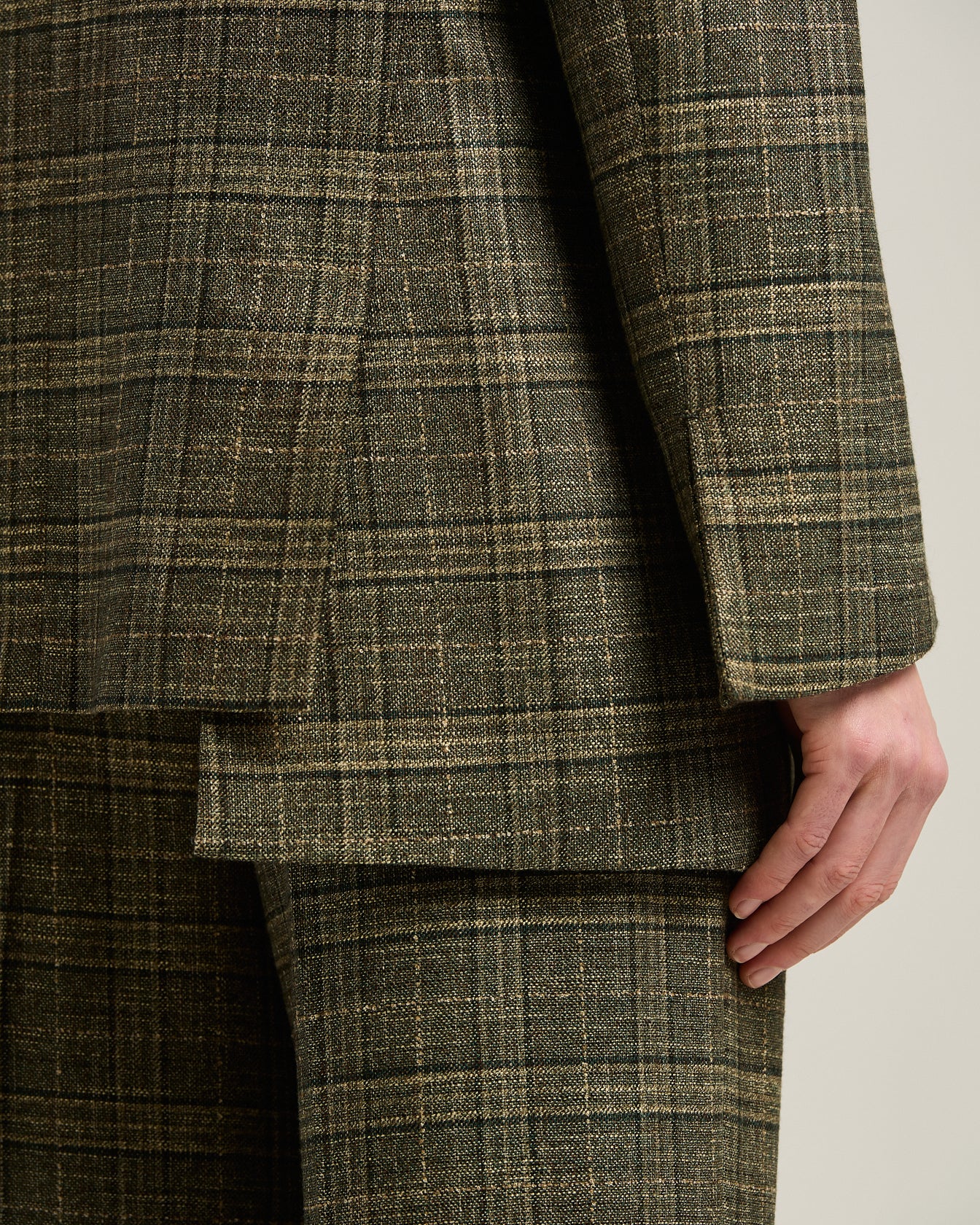 PRINCE OF WALES BLAZER IN VISCOSE GREEN AND BEIGE - Image 4