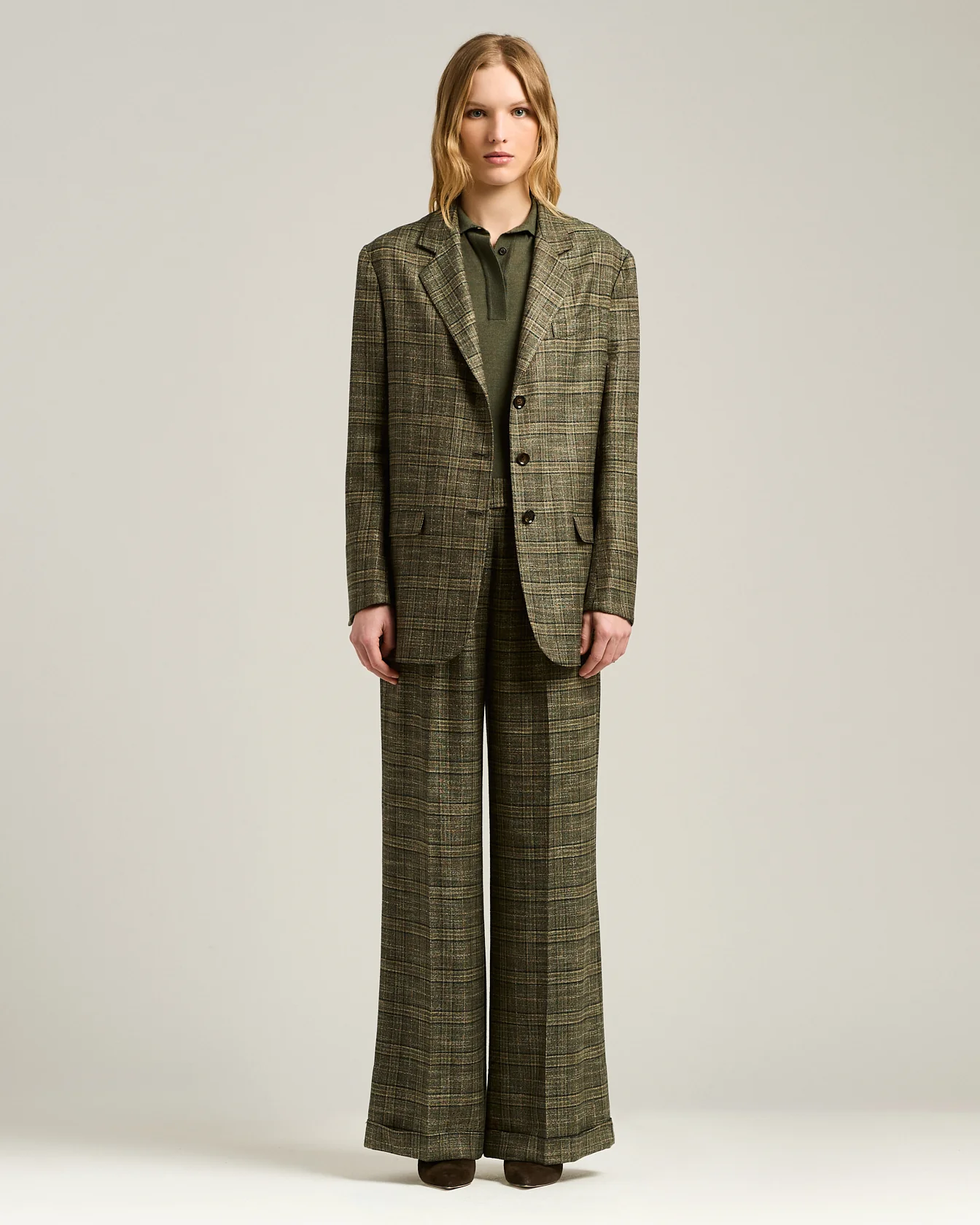 PRINCE OF WALES BLAZER IN VISCOSE GREEN AND BEIGE - Image 5