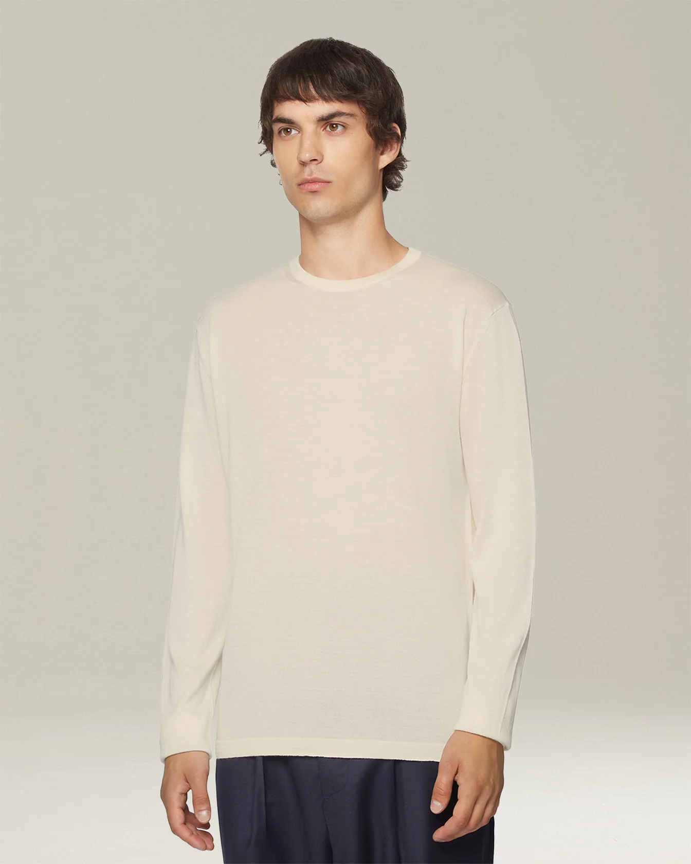 WOOL AND SILK BLEND CREW NECK JUMPER - Image 2