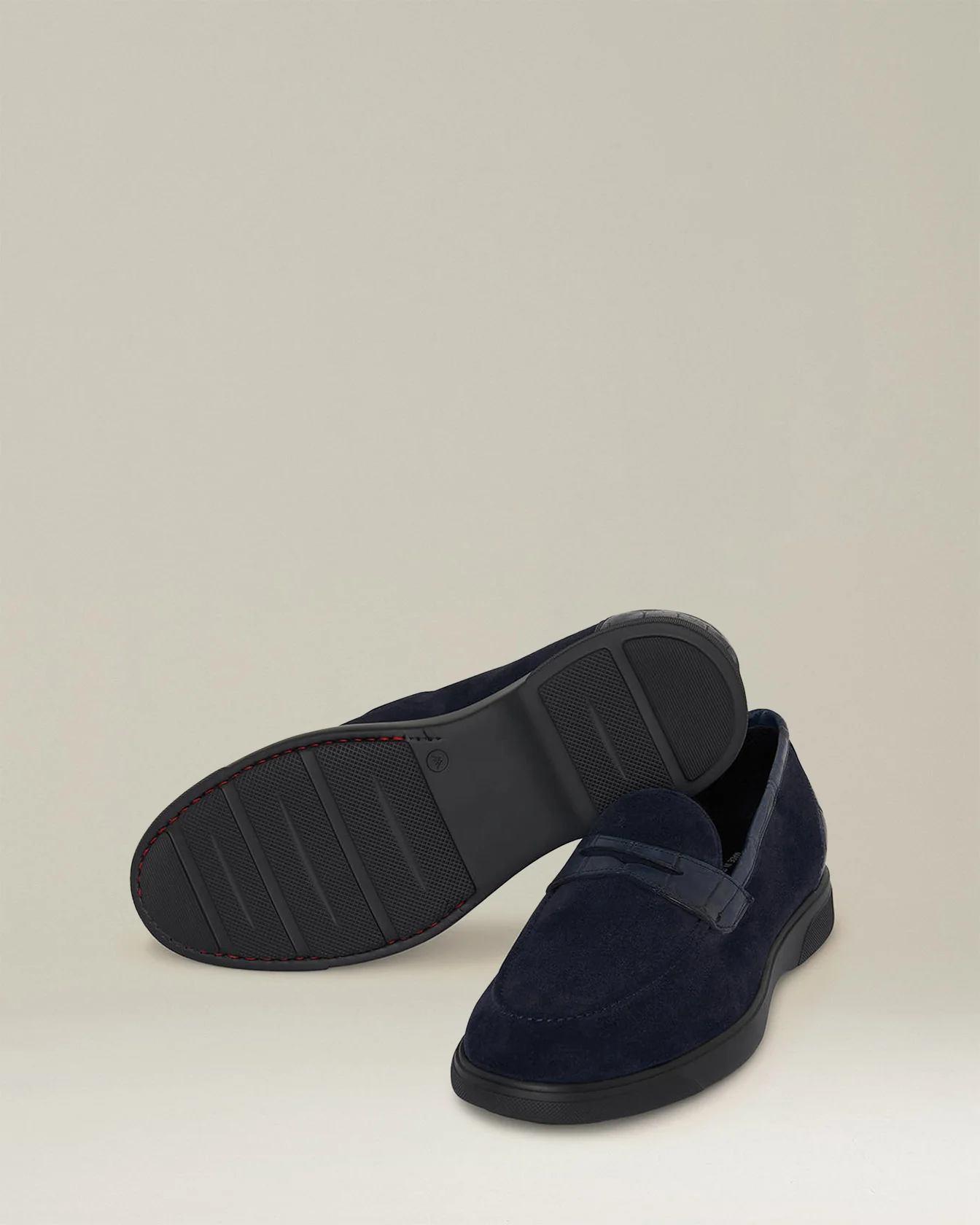 LEATHER LOAFER WITH CROCODILE LEATHER INSERTS - Image 4