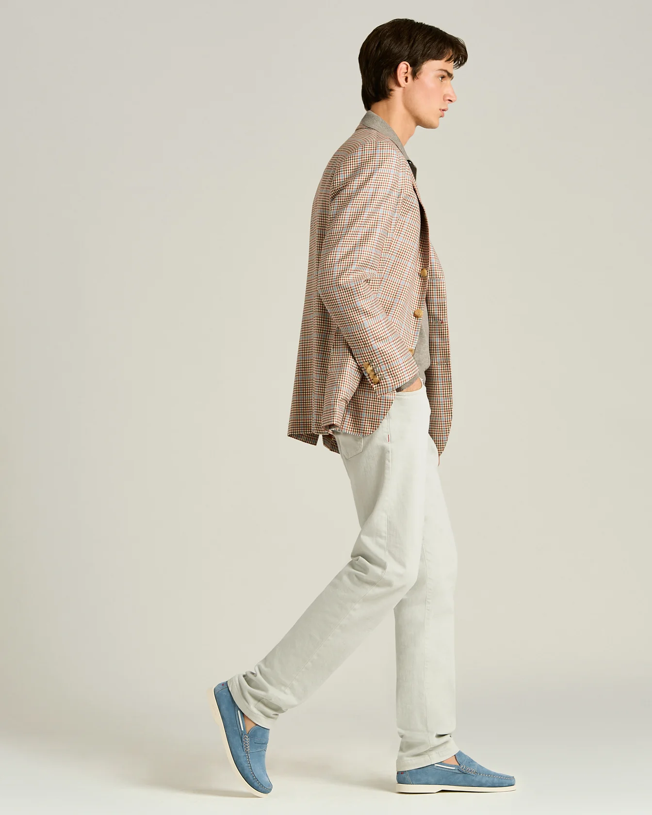 CALFSKIN SUEDE LOAFER IN POWDER BLUE - Image 5