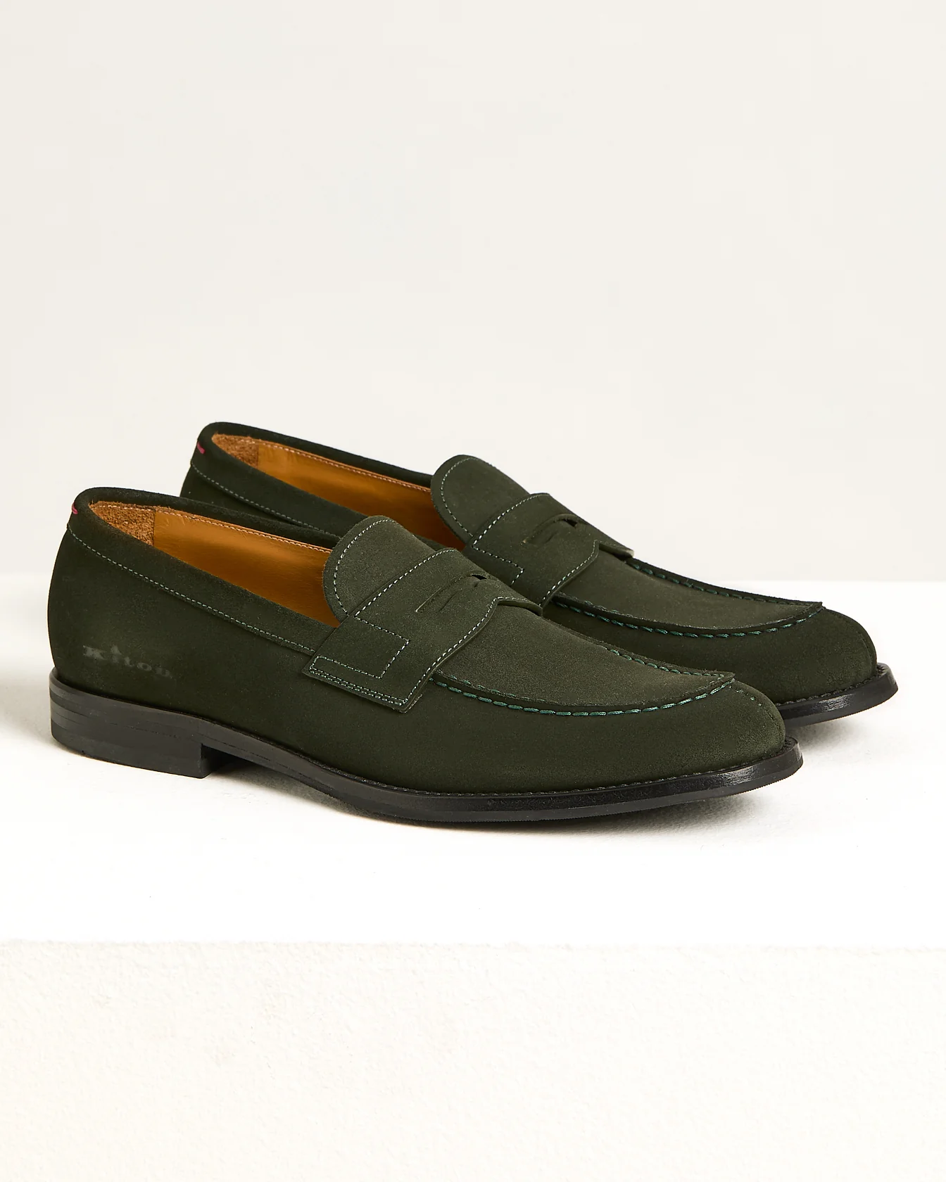 LOAFERS IN DARK GREEN SUEDE CALFSKIN - Image 2