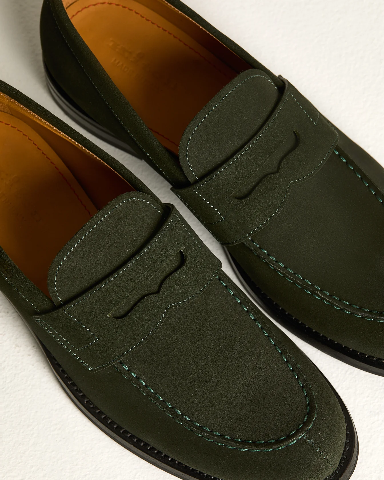 LOAFERS IN DARK GREEN SUEDE CALFSKIN - Image 3
