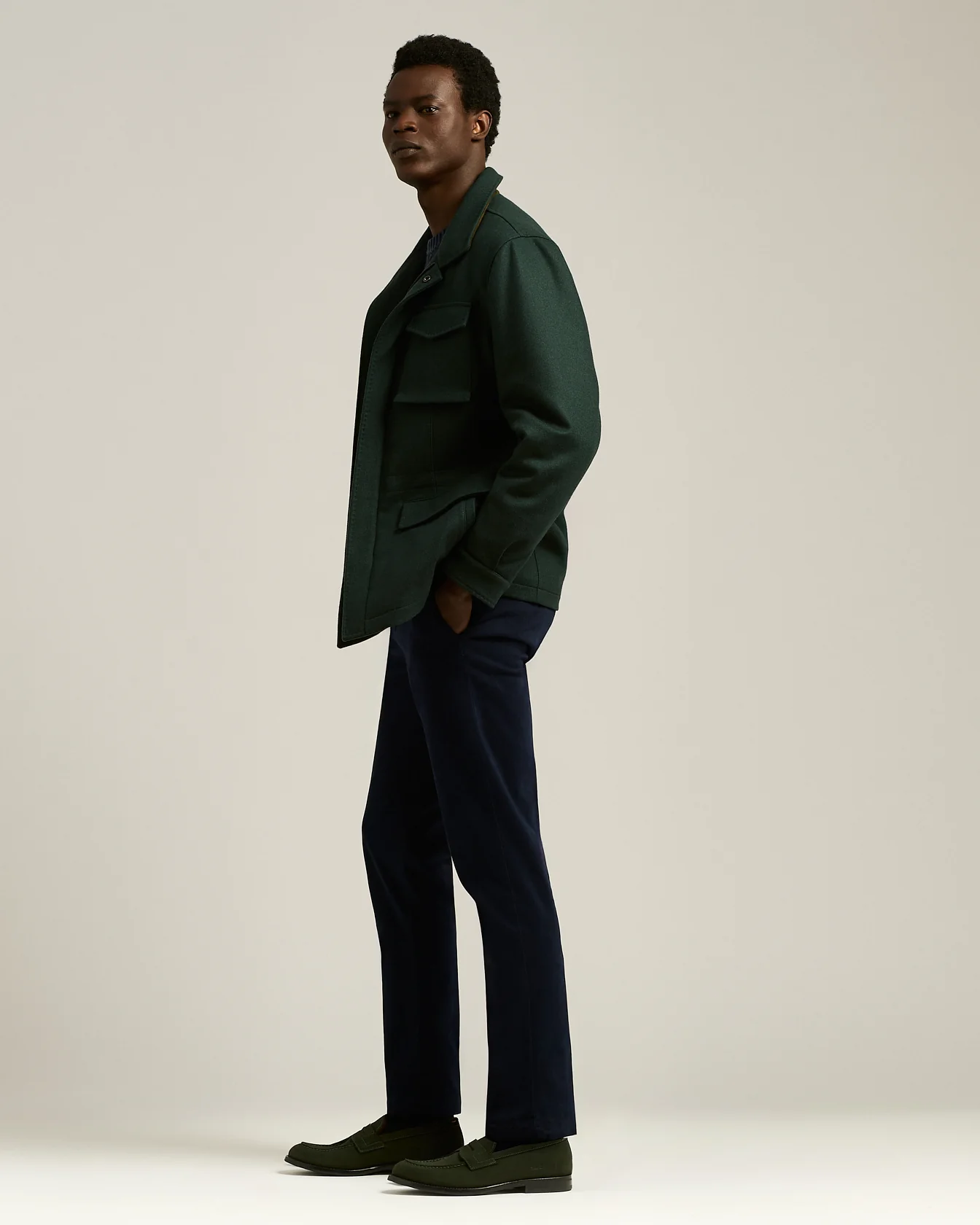 LOAFERS IN DARK GREEN SUEDE CALFSKIN - Image 5
