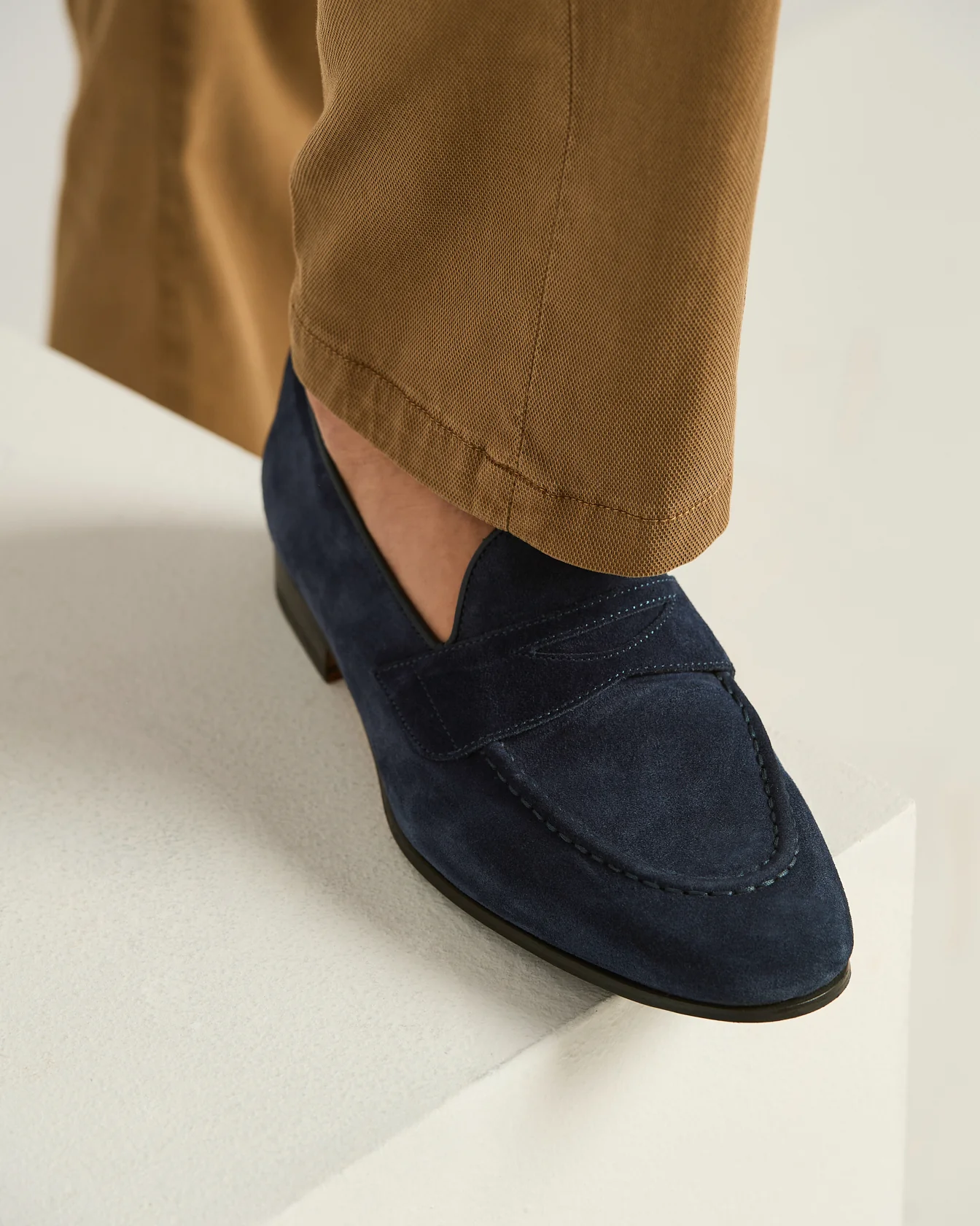 CALFSKIN SUEDE LOAFERS OCEAN BLUE - Image 3