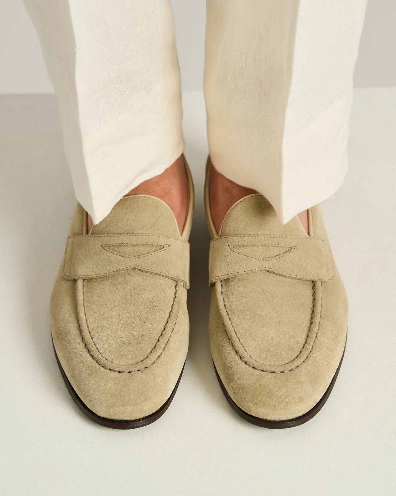 CALFSKIN SUEDE LOAFERS LIGHT BEIGE - Image 4