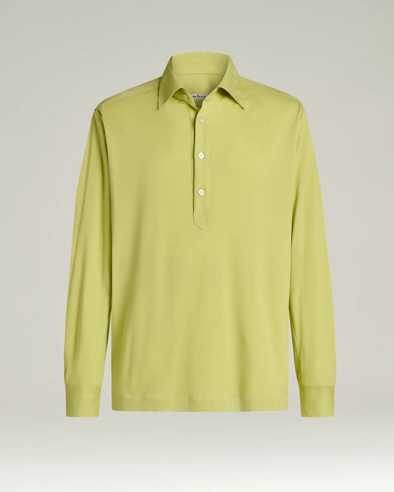 GREEN COTTON JERSEY LONG-SLEEVED POLO SHIRT