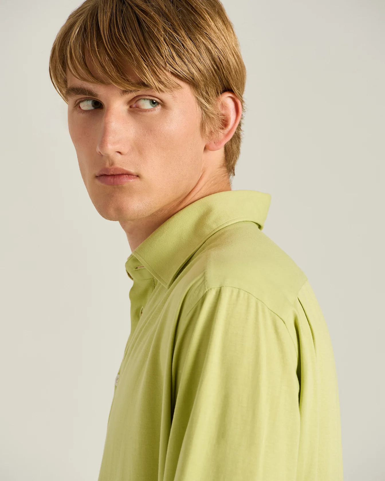 GREEN COTTON JERSEY LONG-SLEEVED POLO SHIRT - Image 4